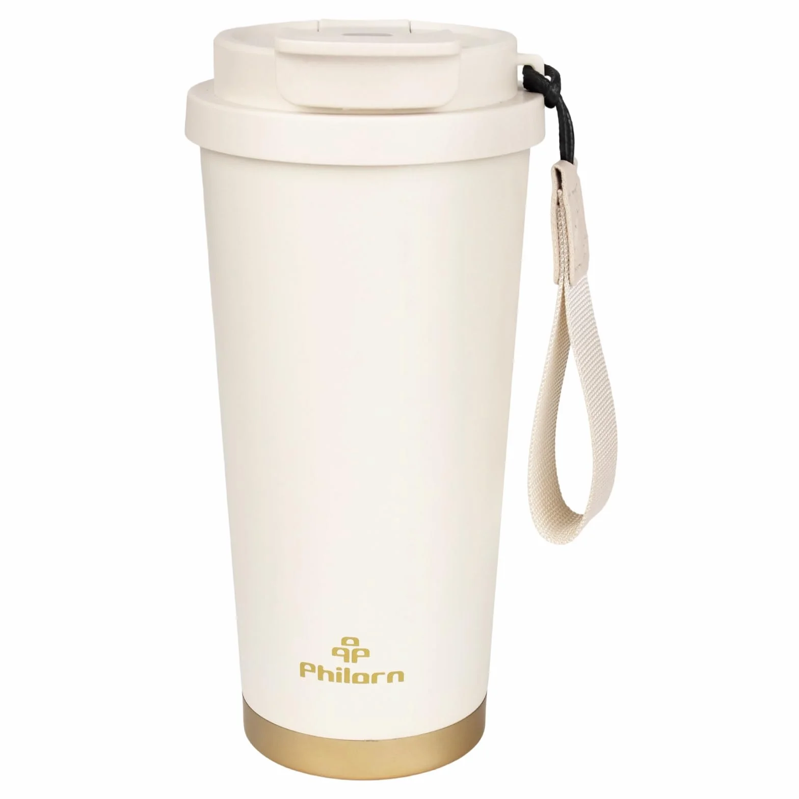 Philorn Kubek Termiczny na Wynos ze Stali Nierdzewnej 316, 500 ml, Ceramiczny Wewnątrz, 100% Szczelności, do Kawy, Biały, Nadaje się do Mycia w Zmywarce