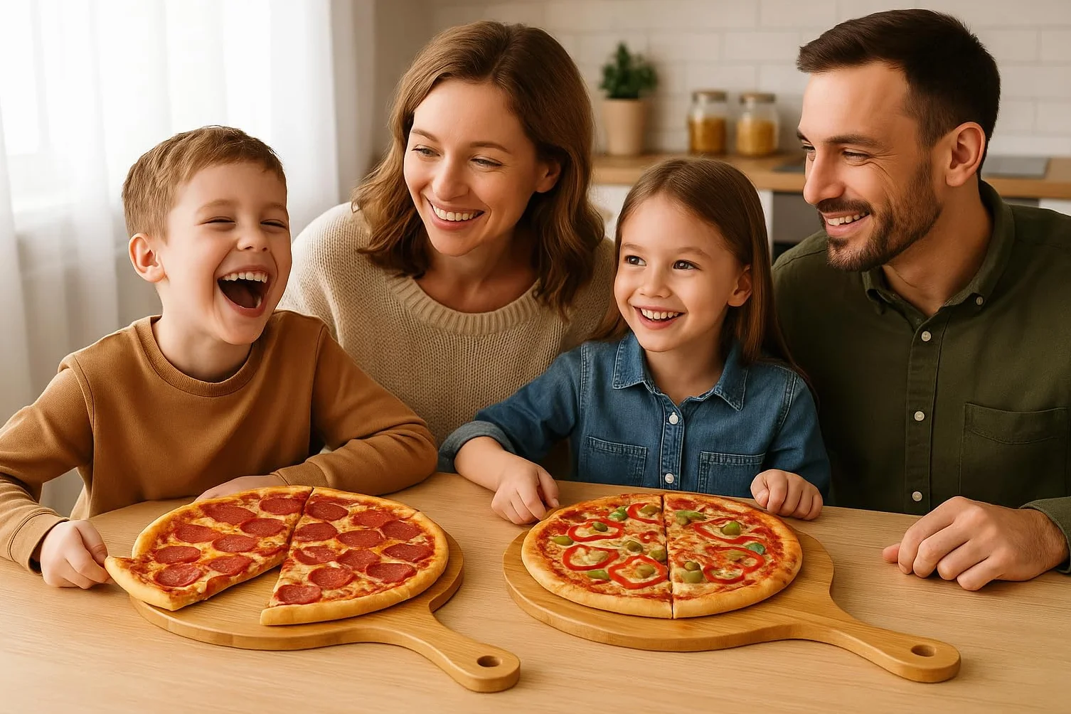 hausleben 2 bambusowe talerze do pizzy | Ø 33 cm | dwupak | deska do pizzy: okrągła deska do krojenia i serwowania z uchwytem