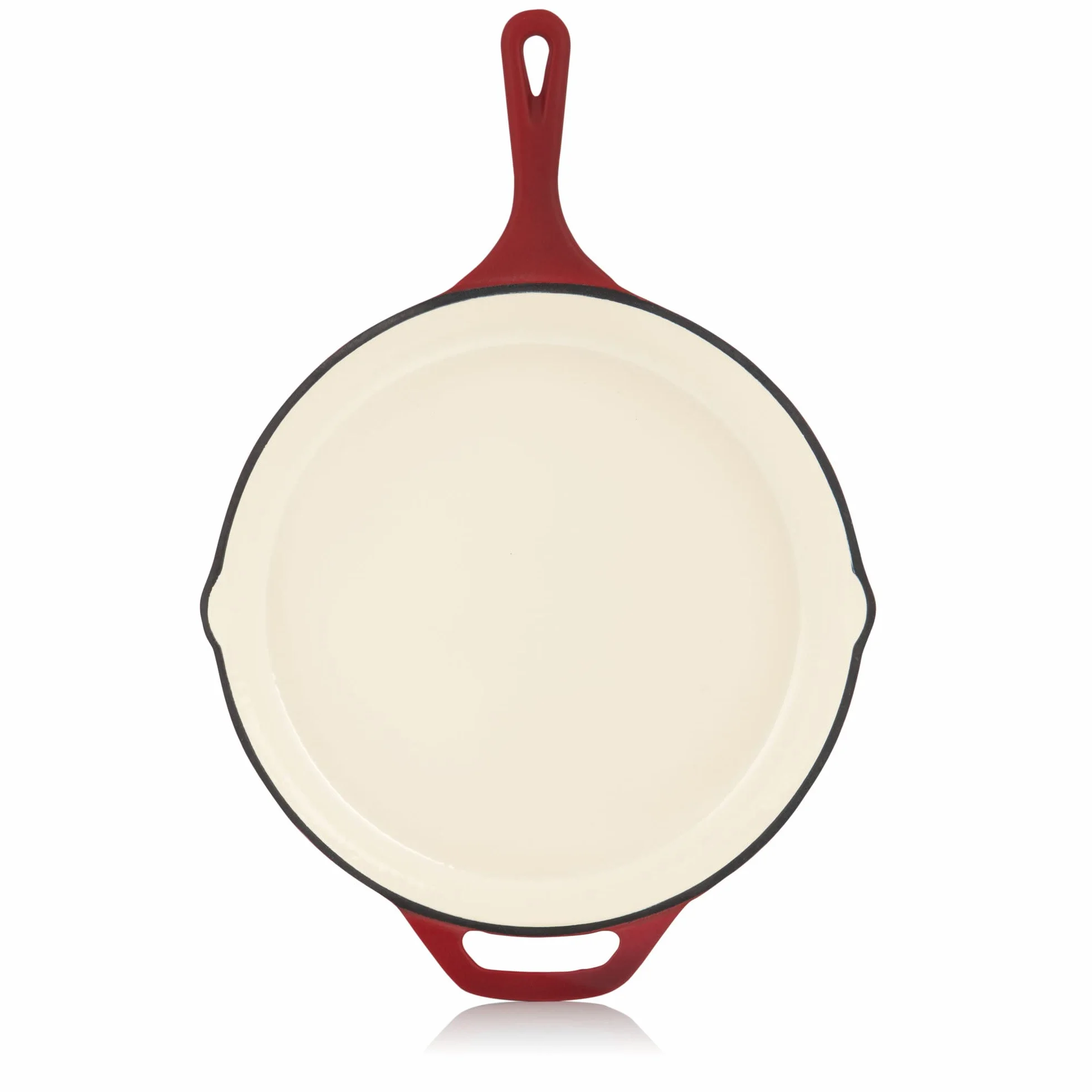 Mahlzeit Patelnia żeliwna z pokrywką | Ø 29,5 cm | Dark Cherry | patelnia z dwoma wylewkami | pokrywka patelni do grillowania, patelnia uniwersalna, patelnia żeliwna, patelnia z pokrywką, wysoka krawędź