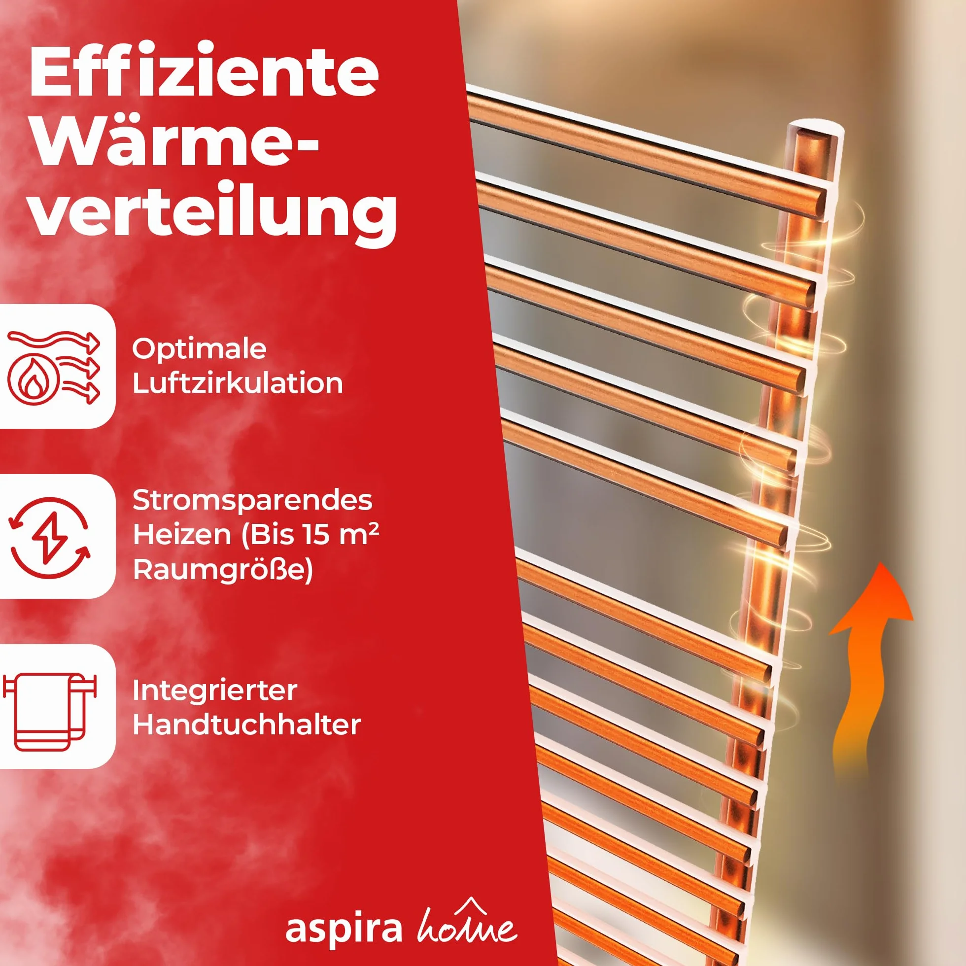 VIGO Elektryczny grzejnik łazienkowy ECO 450 W 500x1000 mm Zestaw montażowy