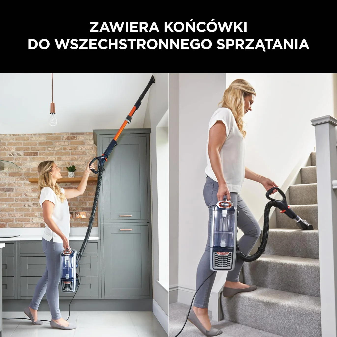Shark odkurzacz przewodowy 0,83L z technologią Anti-Hair-Wrap, odkurzacz DuoClean z funkcją Powered Lift-Away oraz końcówkami do sierści zwierząt, tapicerki i szczelin, przewód 8 m, NZ801EUT
