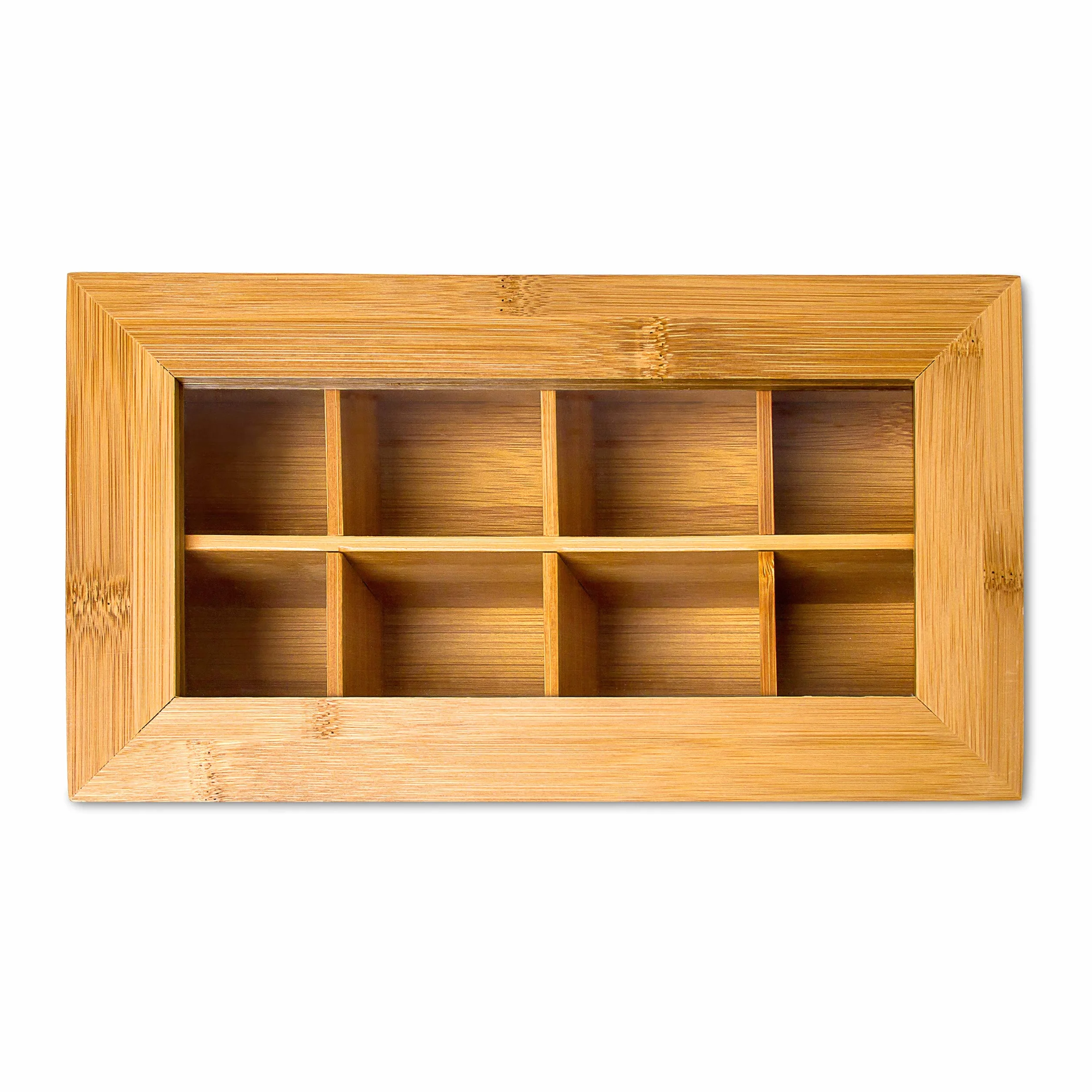 Relaxdays Teebox Skrzynka na Herbatę, Bambus, 9 X 28 X 16 cm, 8 Przegródek