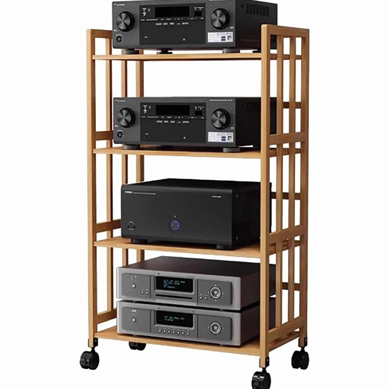 Regulowany stojak HiFi OStand - 5-poziomowa półka do przechowywania płyt winylowych na kable i sprzęt - stylowa witryna ekspozycyjna (55 x 38 x 123 cm) - idealna dla audiofilów i miłośników muzyki
