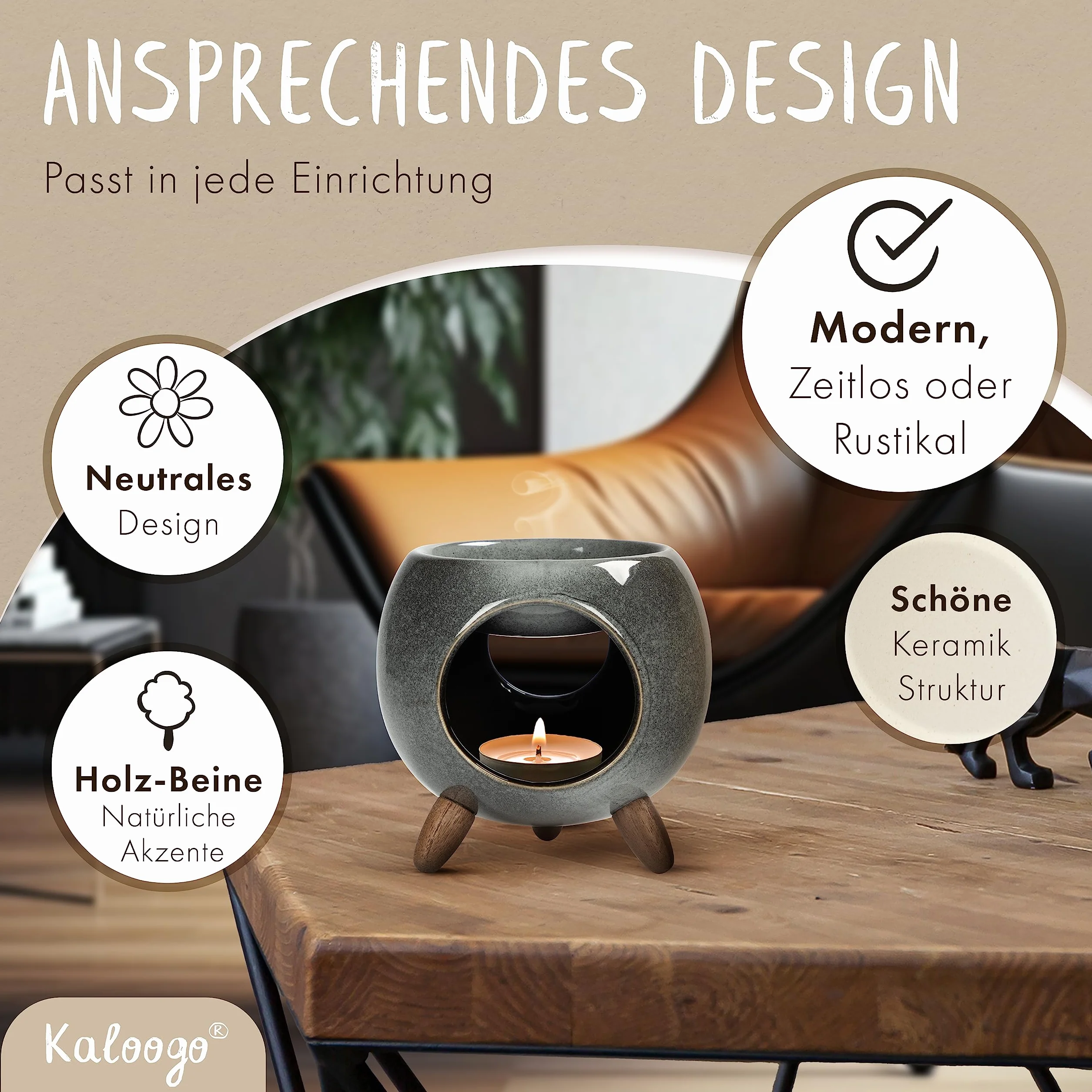 Sabai Scent ceramiczna lampa zapachowa, okrągła (lampa zapachowa) (popielaty)