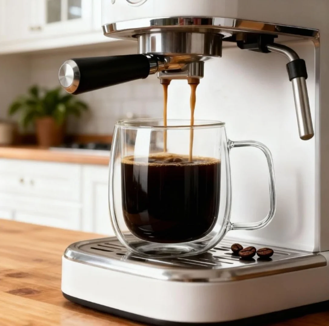 Szklane kubki do kawy z podwójnymi ściankami, zestaw dwóch filiżanek do herbaty, izolowane i niekondensacyjne, z uchwytem, przezroczyste szklane kubki do kawy latte, cappuccino, torebkę na