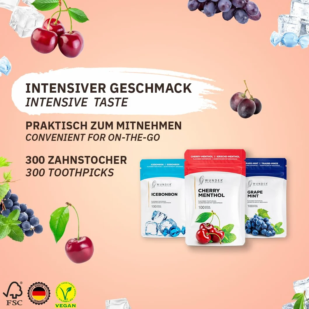 Wykałaczki Fresh Breath 3 smaki orzeźwiające aromatyczne odświeżanie oddechu