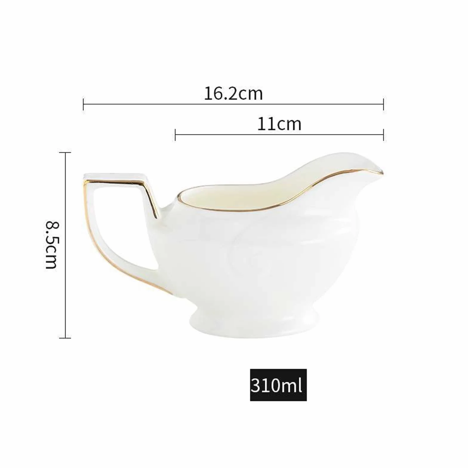 Saucièren miski na sosy 30,5 g sosjerka z dużym dzióbkiem bez kapania, ze złotą dekoracją krawędzi. Sos z delikatnej białej porcelany do sosów, sosów rozgrzewających, dressingów sałatkowych, mleka do