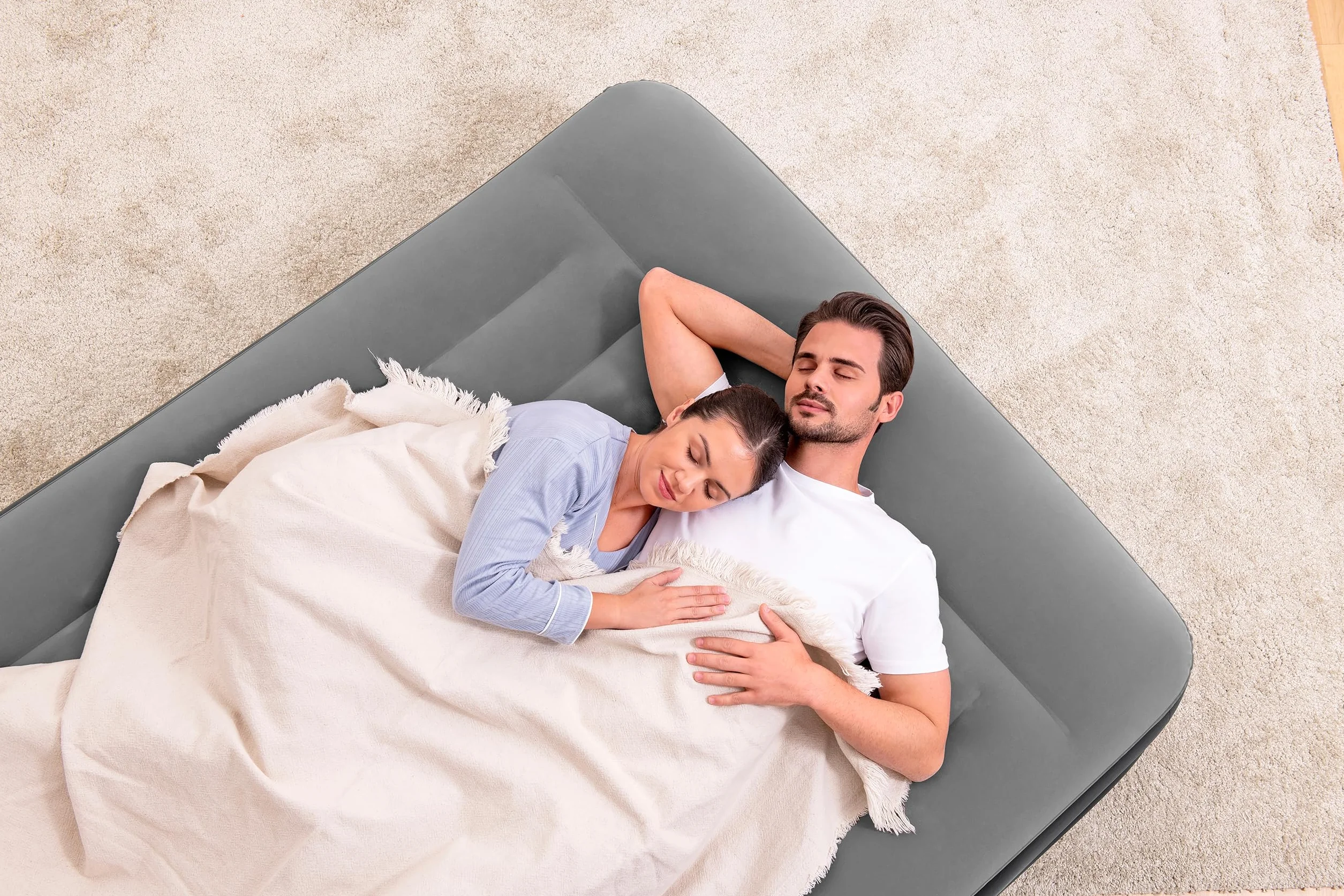 Bestway TriTech Aerolux materac dmuchany ze zintegrowaną pompą elektryczną Double XL/Mid 203 x 152 x 46 cm