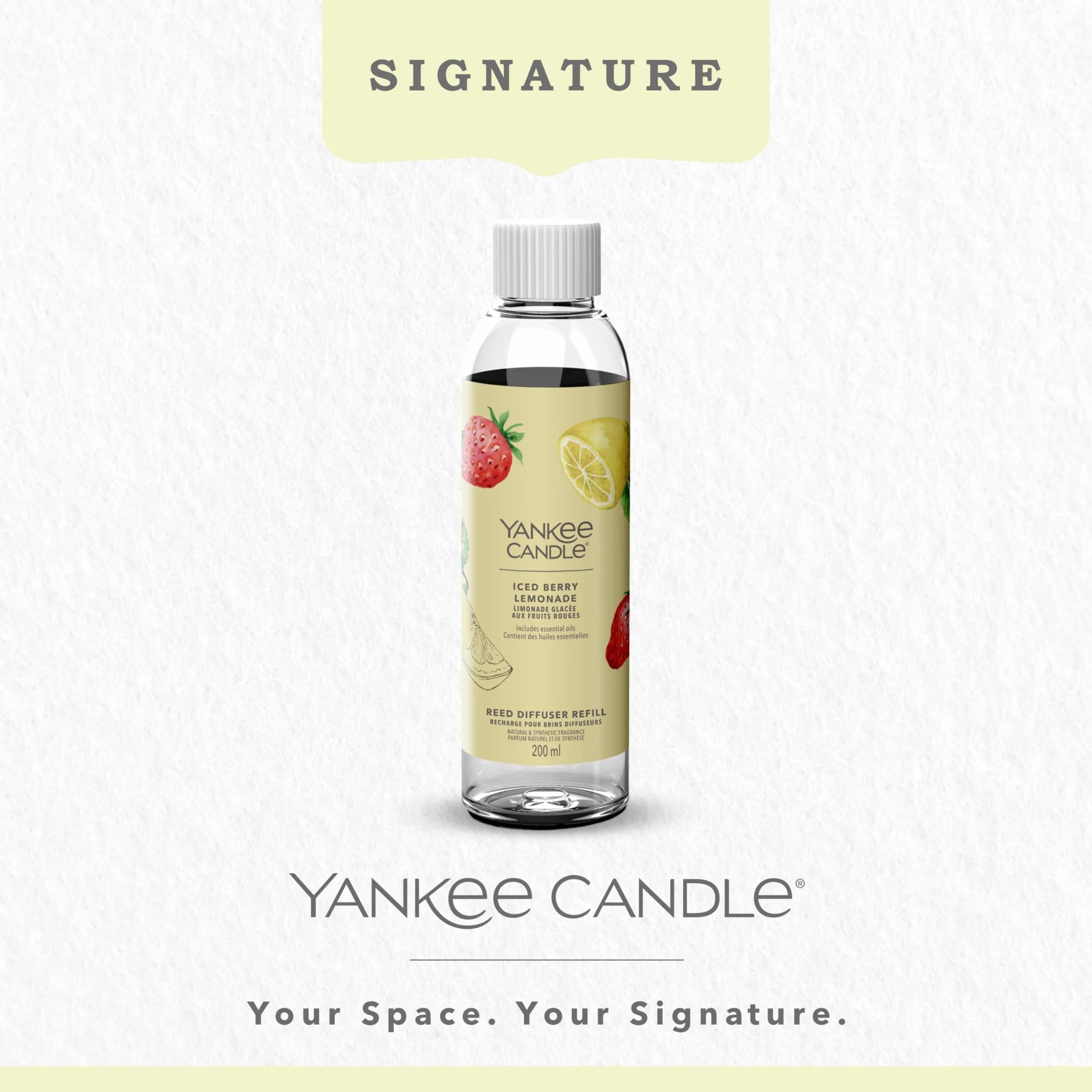Yankee Candle Wkład do dyfuzora trzcinowego Signature | Lemoniada z mrożonej jagody | 200 ml | zapach do 12 tygodni dla kobiet