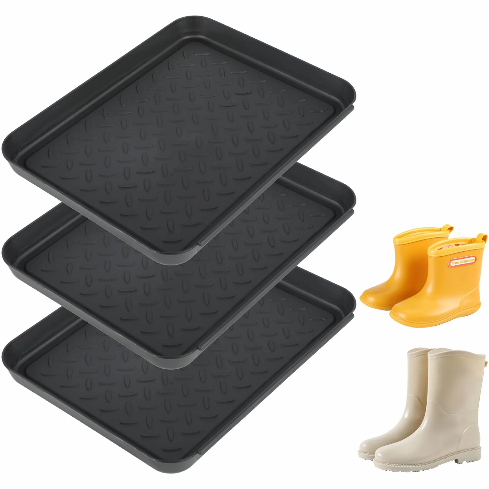 Tacka ociekowa do butów zestaw 3 sztuk 35 x 27,5 x 3 cm czarna