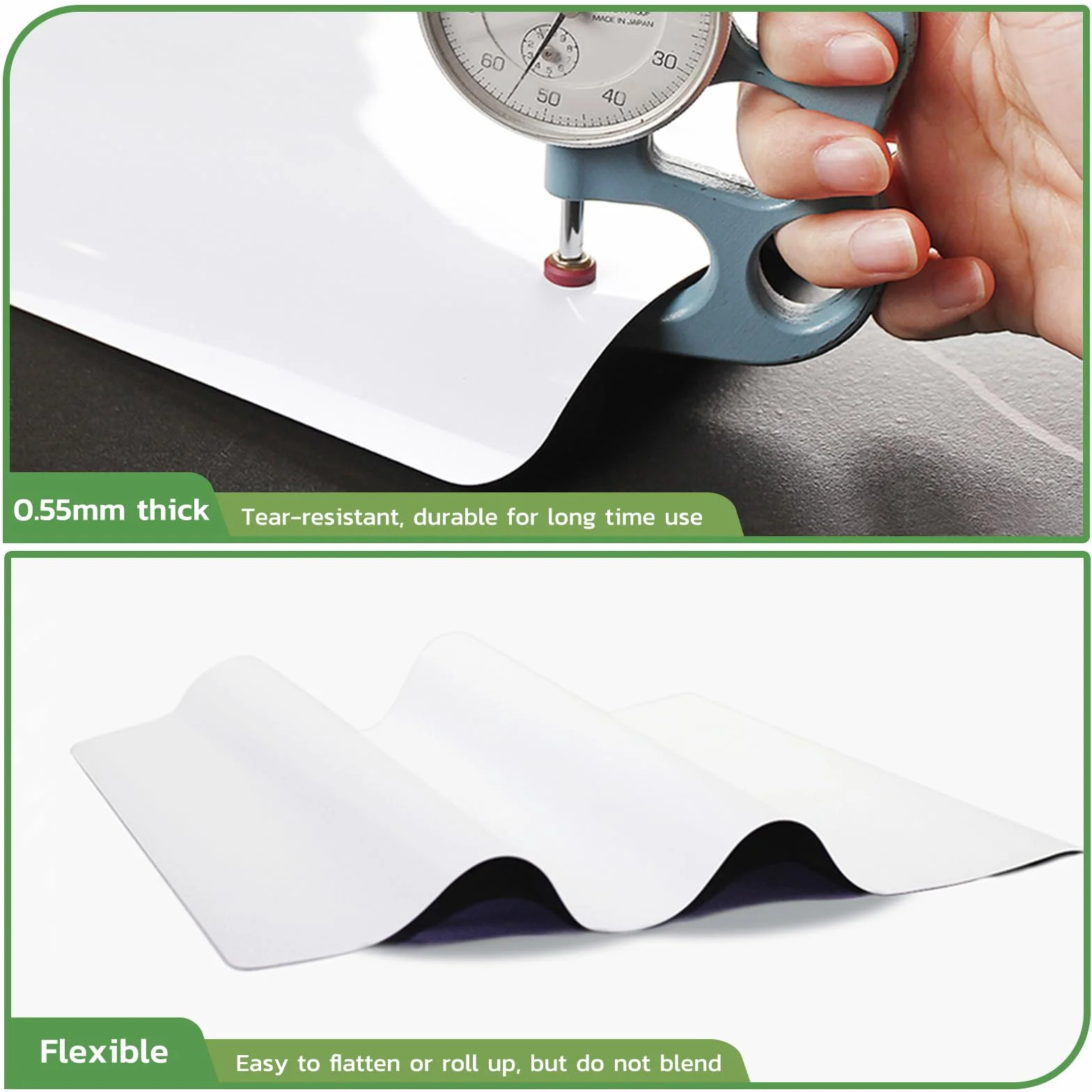 Tablica magnetyczna na lodówkę suchościeralna: HOMiDEK mała magnetyczna biała tablica do lodówki z czystym magnesem do zmywarki, 4 x markery, 1 x gumka do ścierania - 43 cm x 28 cm