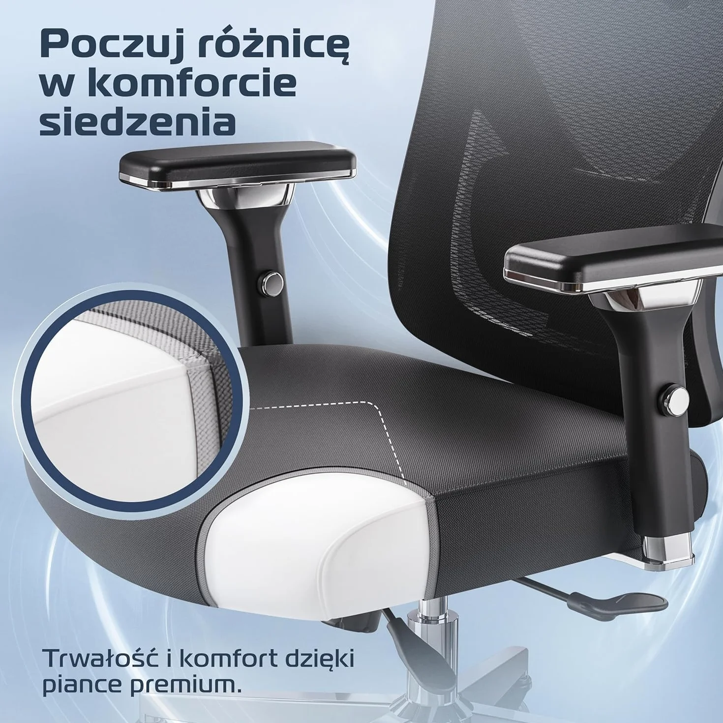 CLOUVOU CleverSeat Ergonomiczne krzesło biurowe [NR 1 W RANKINGU] Regulowane krzesła biurowe - fotele ergonomiczne | Siatkowy fotel biurowy z podparciem | Fotel ergonomiczny do gier do 150 kg