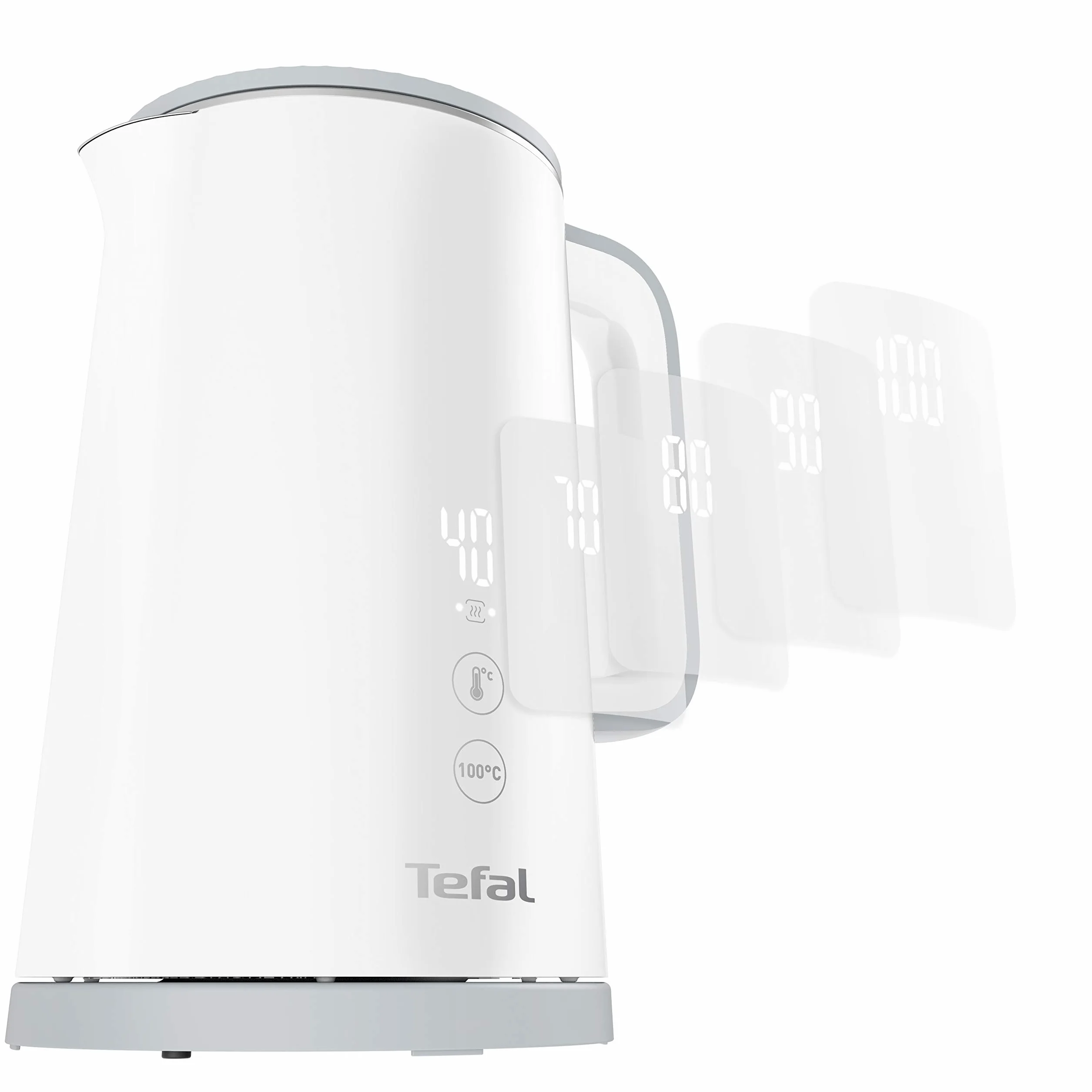 Tefal Sense KO6931 czajnik elektryczny z wyświetlaczem cyfrowym do wyboru 5 temperatur, gotowanie za naciśnięciem przycisku, pojemność 1,5 l, utrzymywanie ciepła przez 30 minut, podstawa 360°