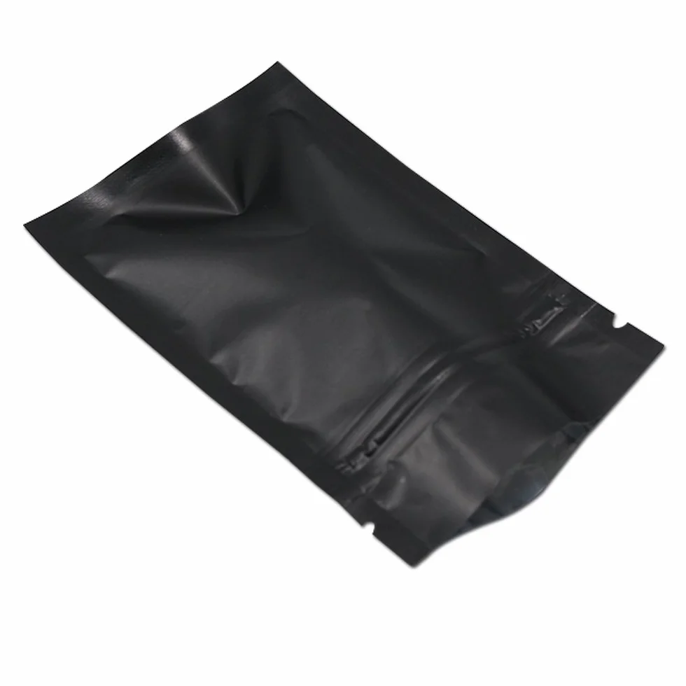 100 sztuk matowych torebek z folii aluminiowej, do pakowania z zamkiem błyskawicznym, samoprzylepne, płaskie woreczki do przechowywania żywności, bezzapachowe woreczki mylarowe (kolor