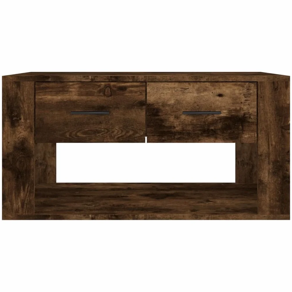 Hothingwell Stolik kawowy Dąb wędzony 80x50x40 cm Drewno inżynierskie | 2 szuflady do przechowywania, wytrzymała góra, łatwa do czyszczenia, instrukcja montażu w zestawie