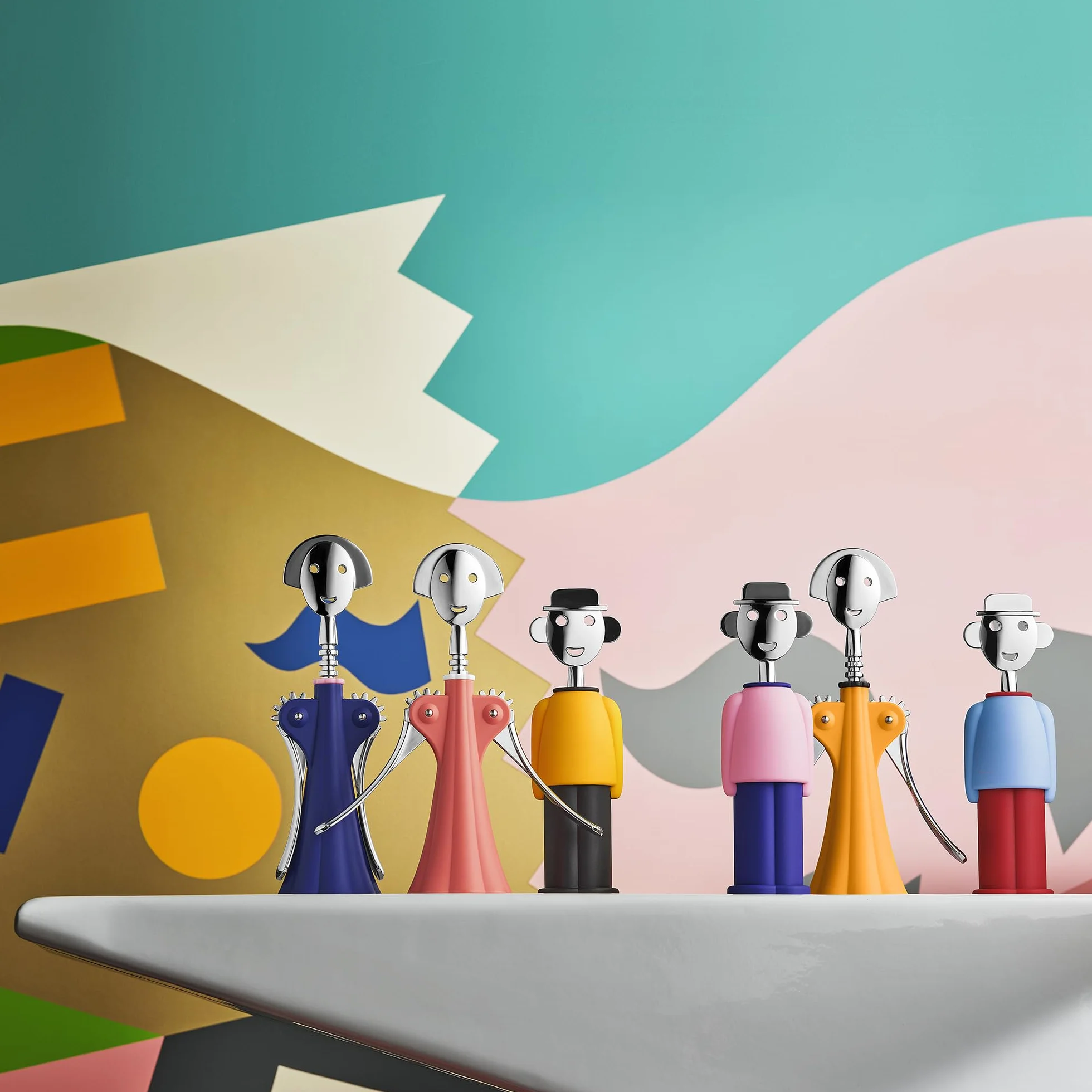 Alessi Alessandro M. AM23 YB – designerski korkociąg, z żywicy termoplastycznej, chromowany zamak, żółty i czarny