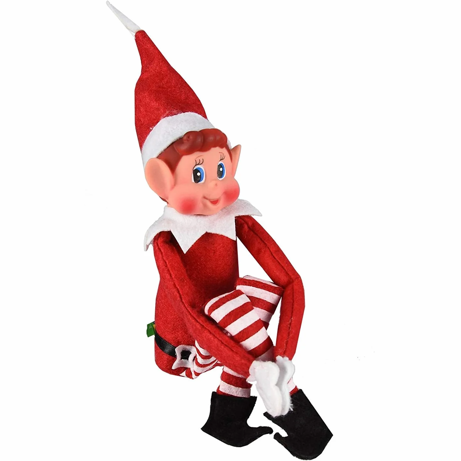 Elfie (chłopiec) zabawne i figlarne elfy zachowują się źle figura z miękkim ciałem i winylową twarzą, czerwona
