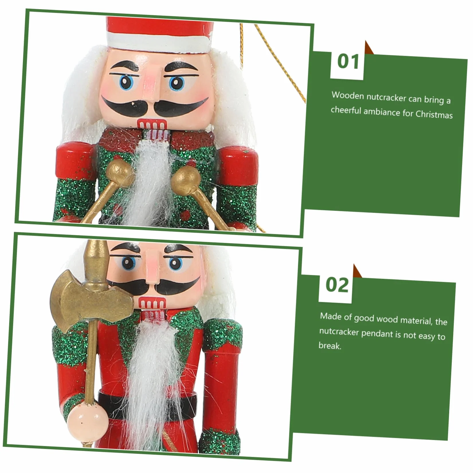 4kawałki Sztuk Drewnianych Żołnierzyków Nutcracker Święta Dekoracje Bożonarodzeniowe Do Sufitu Stołu i Półki Tradycyjna Ozdoba Festiwalowa