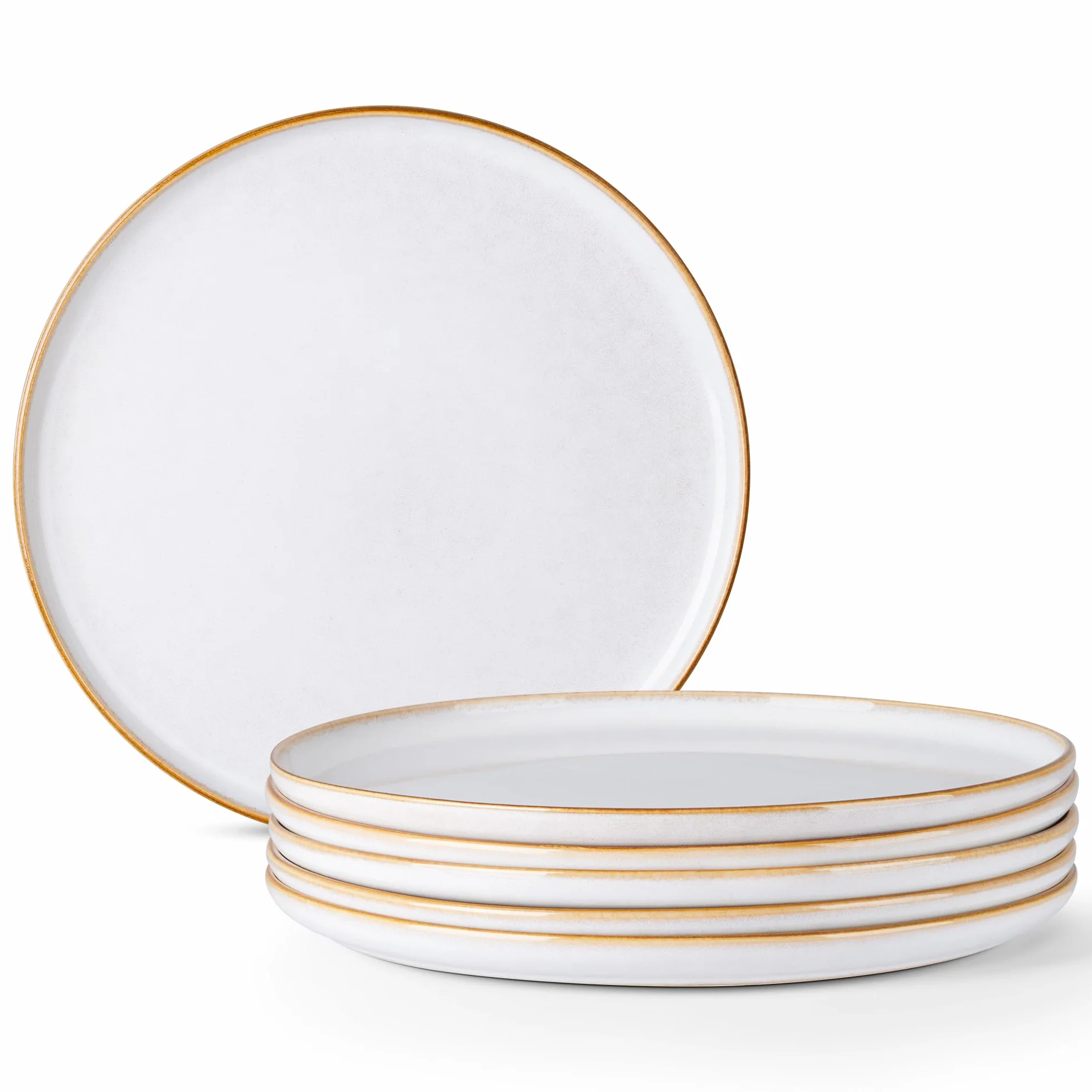 Onader Zestaw 6 talerzy obiadowych, 26,5 cm, z kamionki, klasyczne talerze do ciasta, porcelanowe, talerze obiadowe do serwowania, odporne na zarysowania, nadają się do mycia w zmywarce i używania w