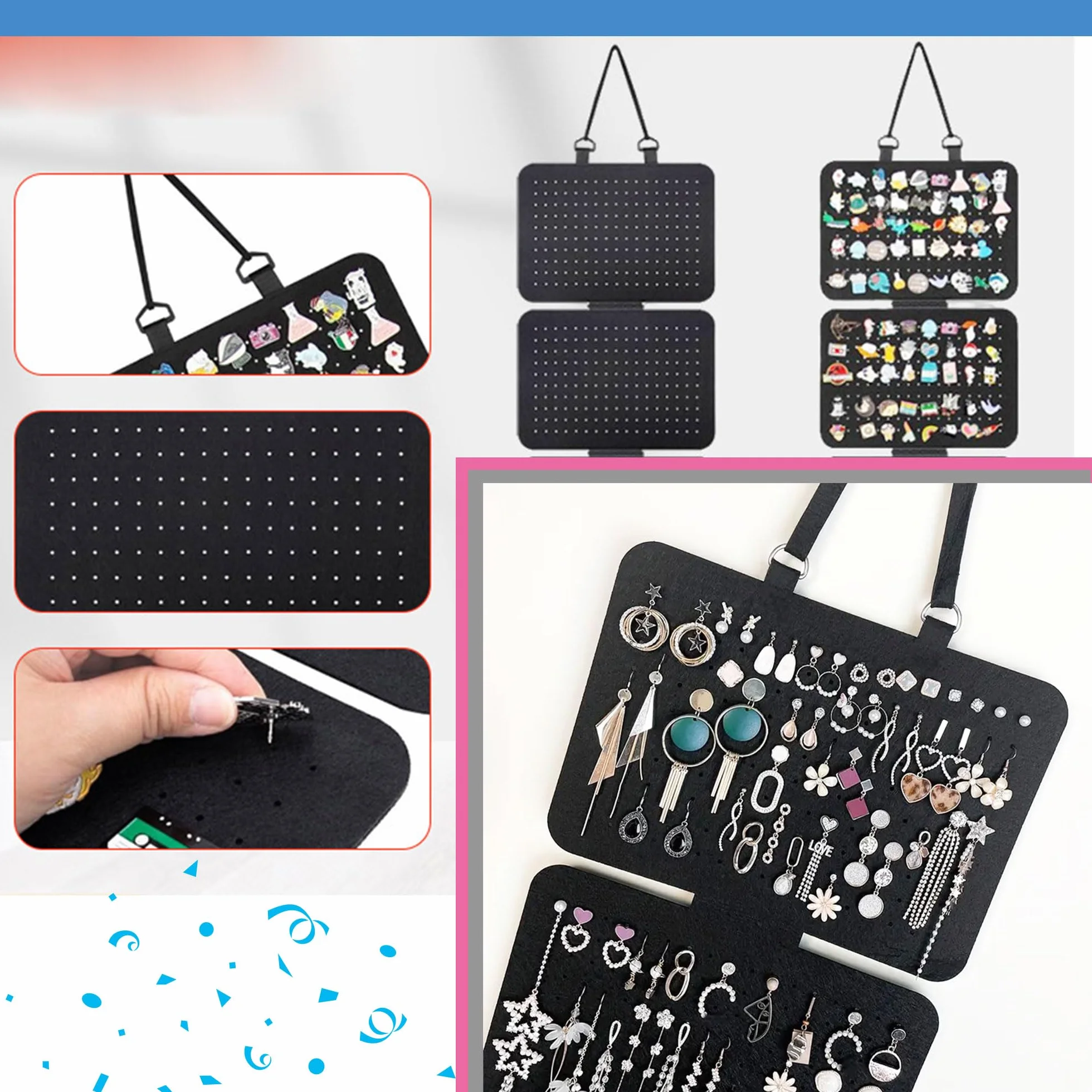 Kolekcja Pin Wyświetlacz ścienny Stojak Stojak Stojak na broszkę Wiszący Biżuteria Etui Etui na plakietkę Organizer ścienny Pin Organizer