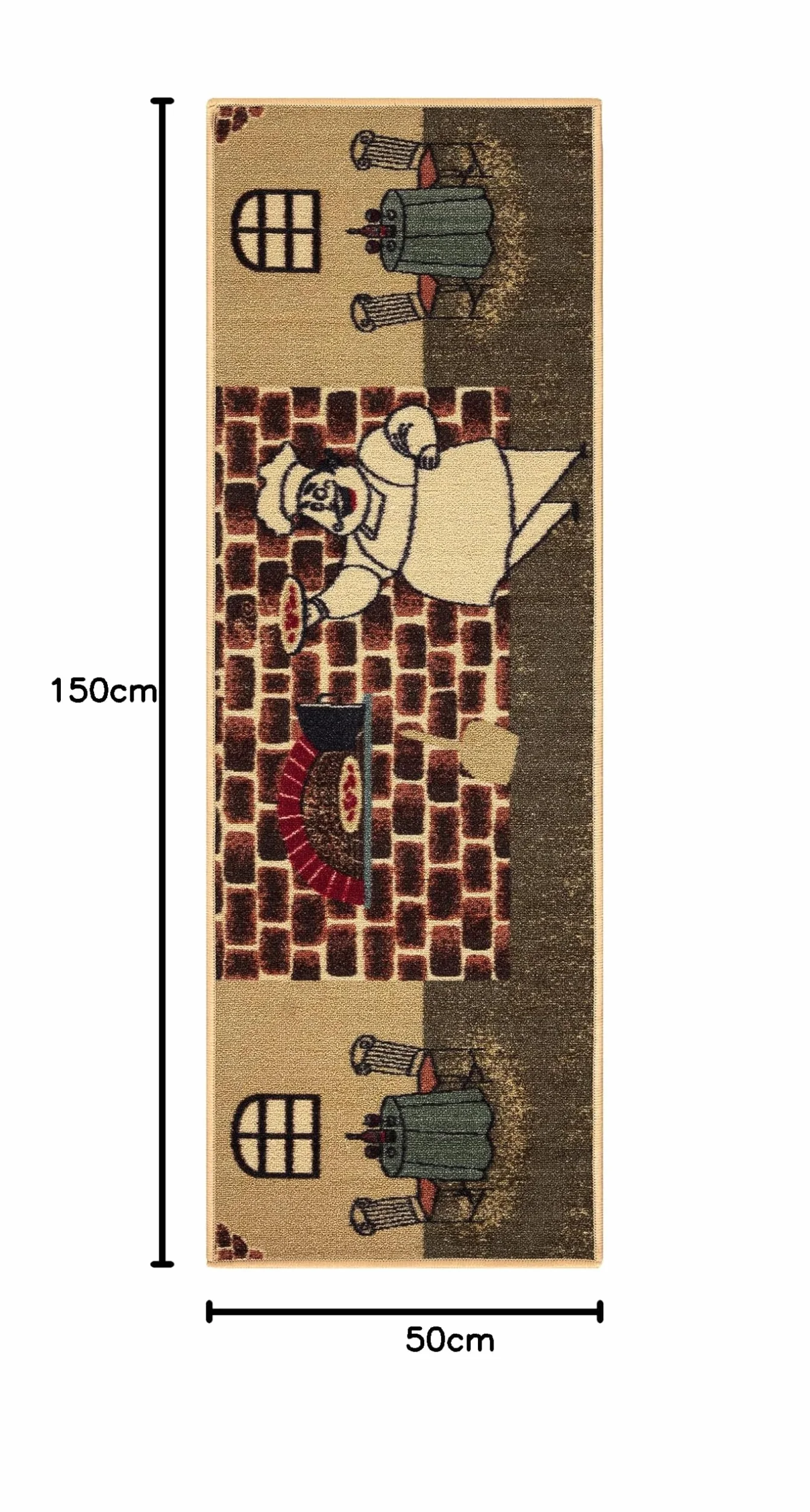 Ottomanson Siesta Collection Kitchen Chef Design dywan z gumowym spodem, 50 x 150 cm, beżowy szef kuchni