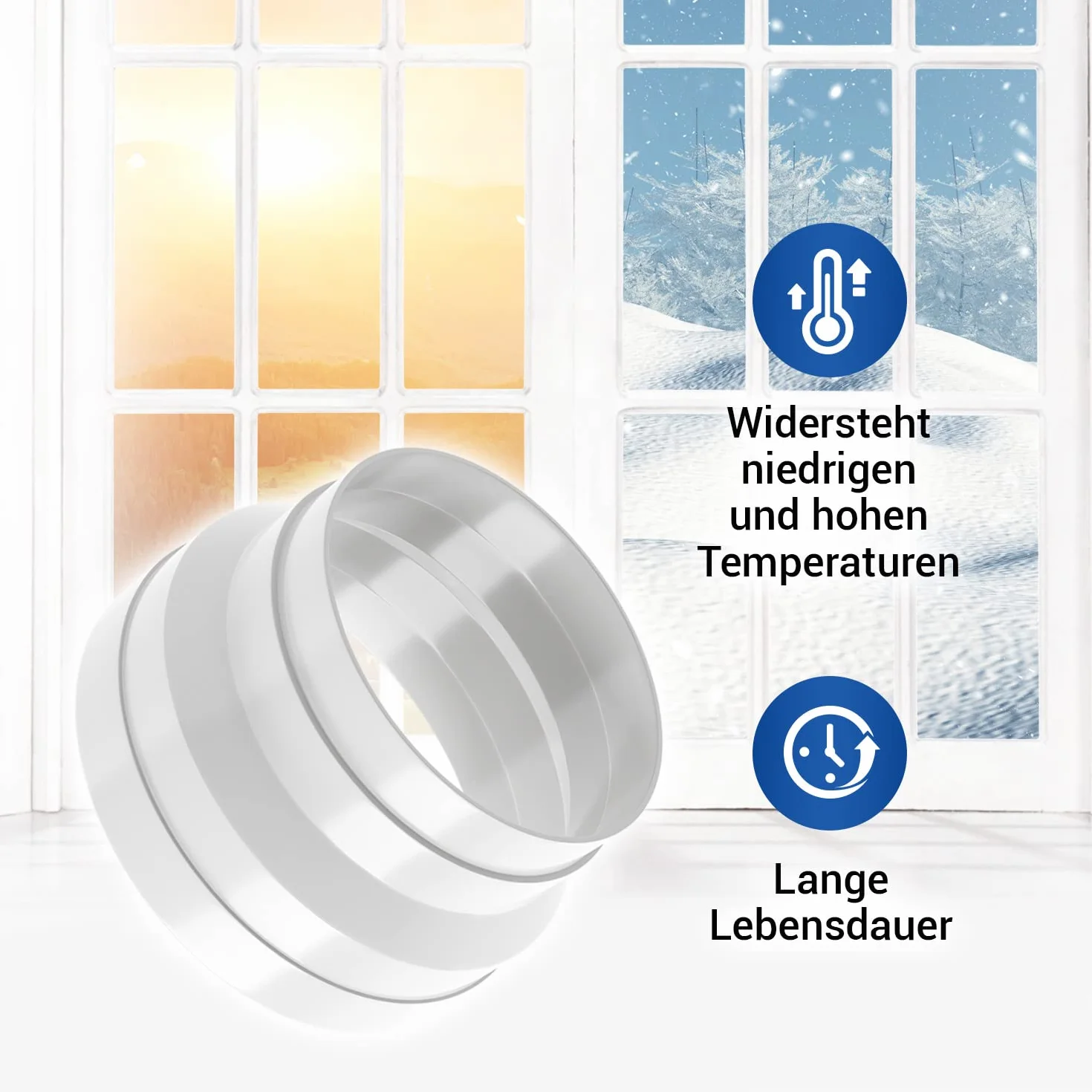 VIOKS Adapter węża wylotowego 150 mm – 125 mm, redukcja do rury wylotowej, okap, wąż wylotowy, łącznik do węża wentylacyjnego PCW, 150 mm