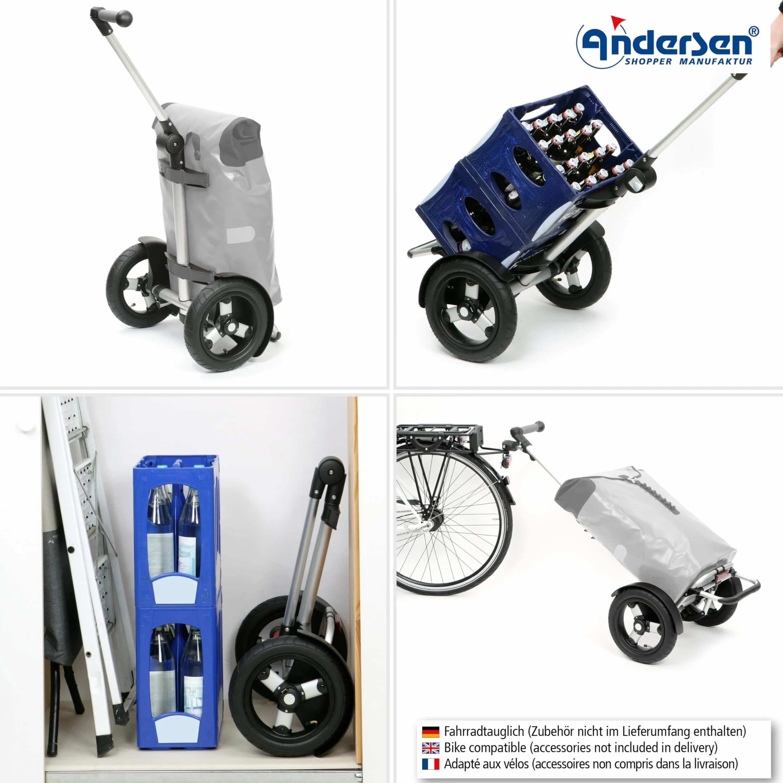 ANDERSEN Wózek na zakupy – Tura Shopper Hydro 3.0 Oliv 62 l Bike, wózek na zakupy, plecak, termiczny, aluminium, ergonomiczny uchwyt, składany, koło z łożyskiem kulkowym