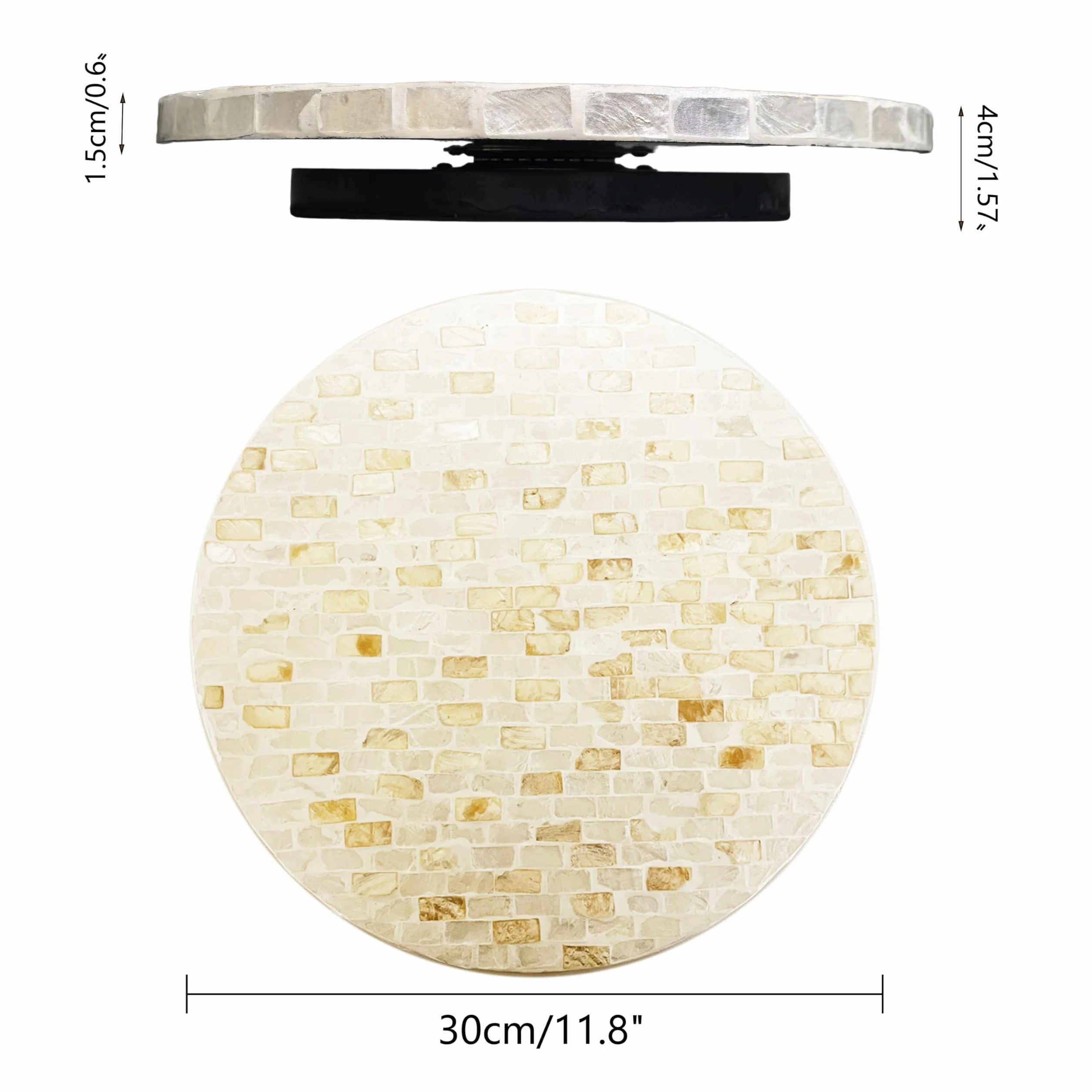Gramofon z masy perłowej, drewniany dekoracyjny gramofon 360, obrotowy organizer do kuchni, szafki, spiżarni przypraw, blatu (30 cm, szampańskie złoto)