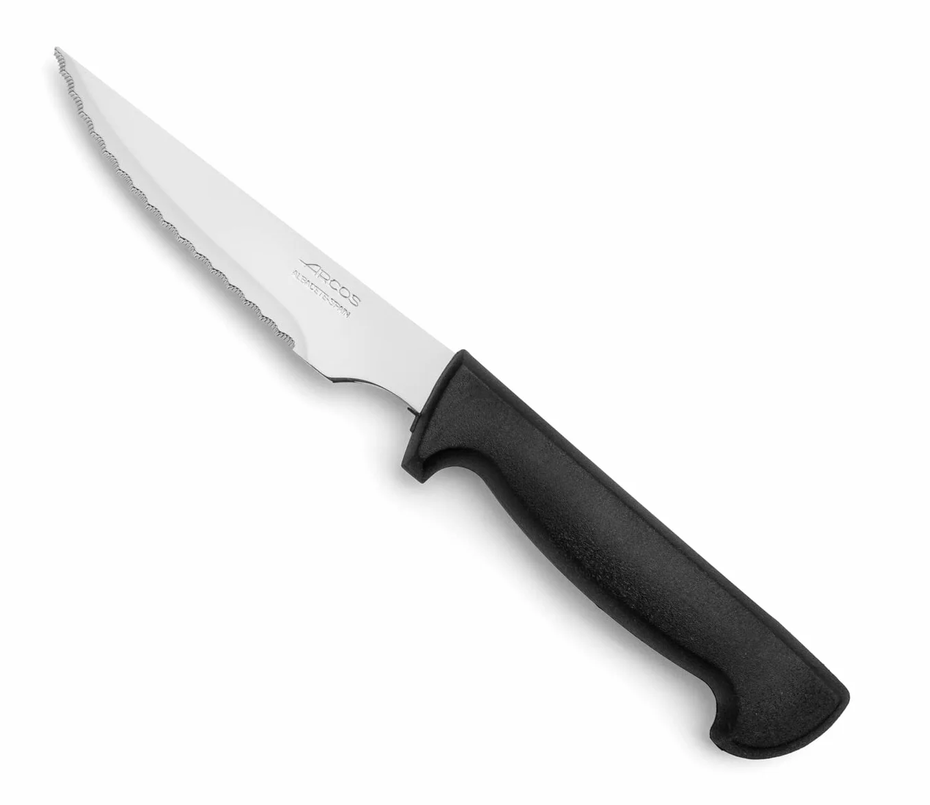 Arcos Noże stołowe, nóż do steków, nóż stołowy, ostrze azotowe, stal nierdzewna, 11,4 cm, uchwyt polipropylenowy, kolor czarny