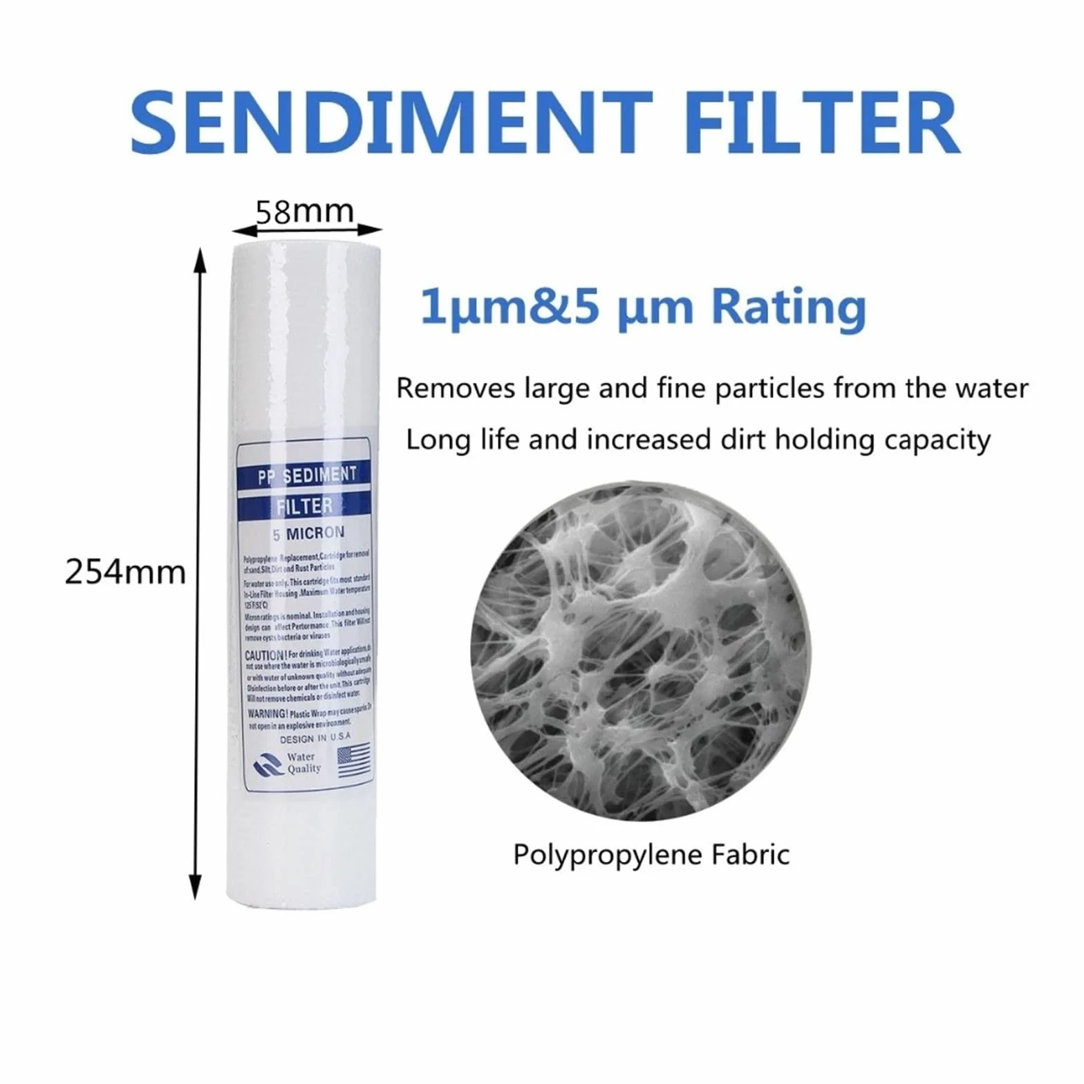 10 sztuk 5 mikronów Pp Spun polipropylen osadowy wkład do filtra wody odwrócona osmoza 10 Cal pp filtr bawełniany 100g Do Filtrowania Wody(1 micron)