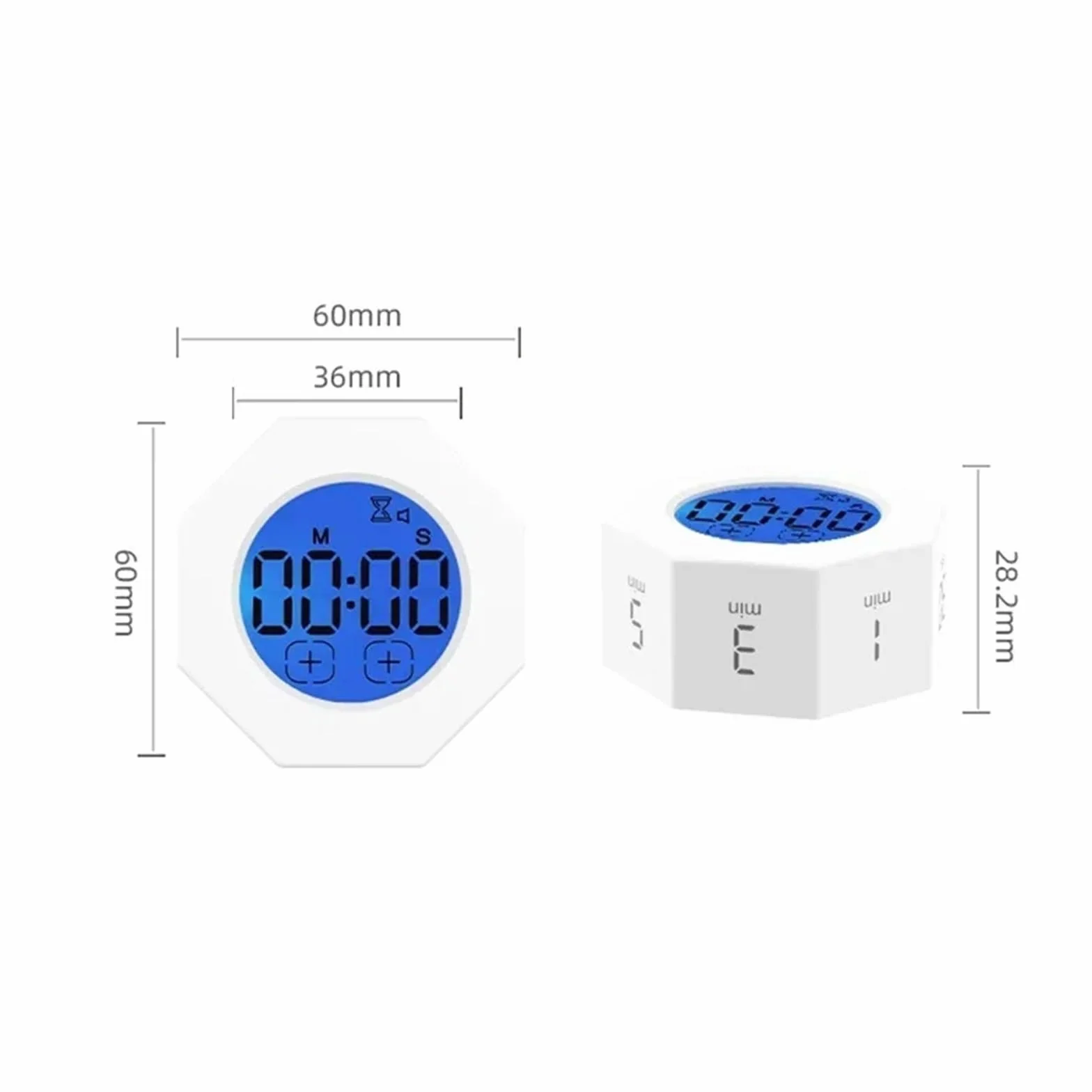 minuterka, Timer z czujnikiem grawitacji, nauka fitnessu, wizualizacja flip, zarządzanie czasem, mini cyfrowy minutnik kuchenny(White)