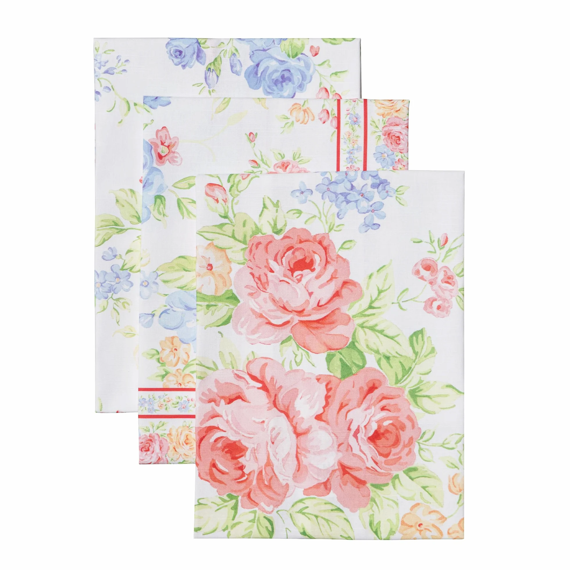 Maison d' Hermine Vintage Floral 100% bawełna, zestaw 3 uniwersalnych ręczników kuchennych, miękkie, chłonne ściereczki do naczyń, ręczniki barowe, wiosna/lato (50 cm x 70 cm)