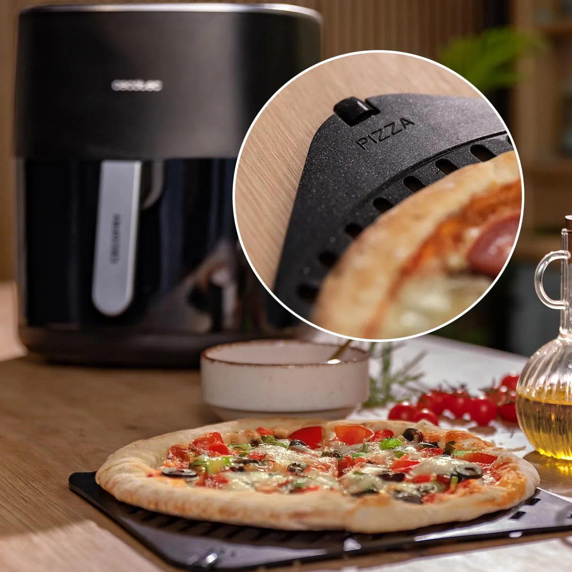 Cecotec Bezolejowa frytkownica powietrzna Cecofry&Grill Duoheat 6500. Grill, żelazko do pizzy, podwójna rezystancja 2200W, okno podglądu, 12 menu, Temp. 40-200°C, gotowanie 3D, brązowienie i