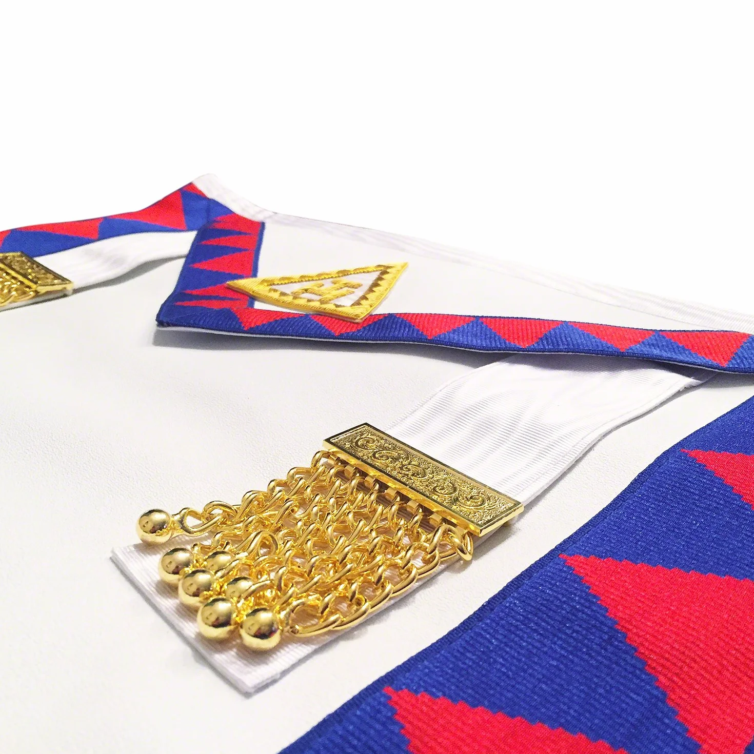 THE MASONIC COLLECTION Fartuch i szarfa Royal Arch Companions ze standardowym rozmiarem klejnotu - złoty drut - prezenty masońskie dla mężczyzn