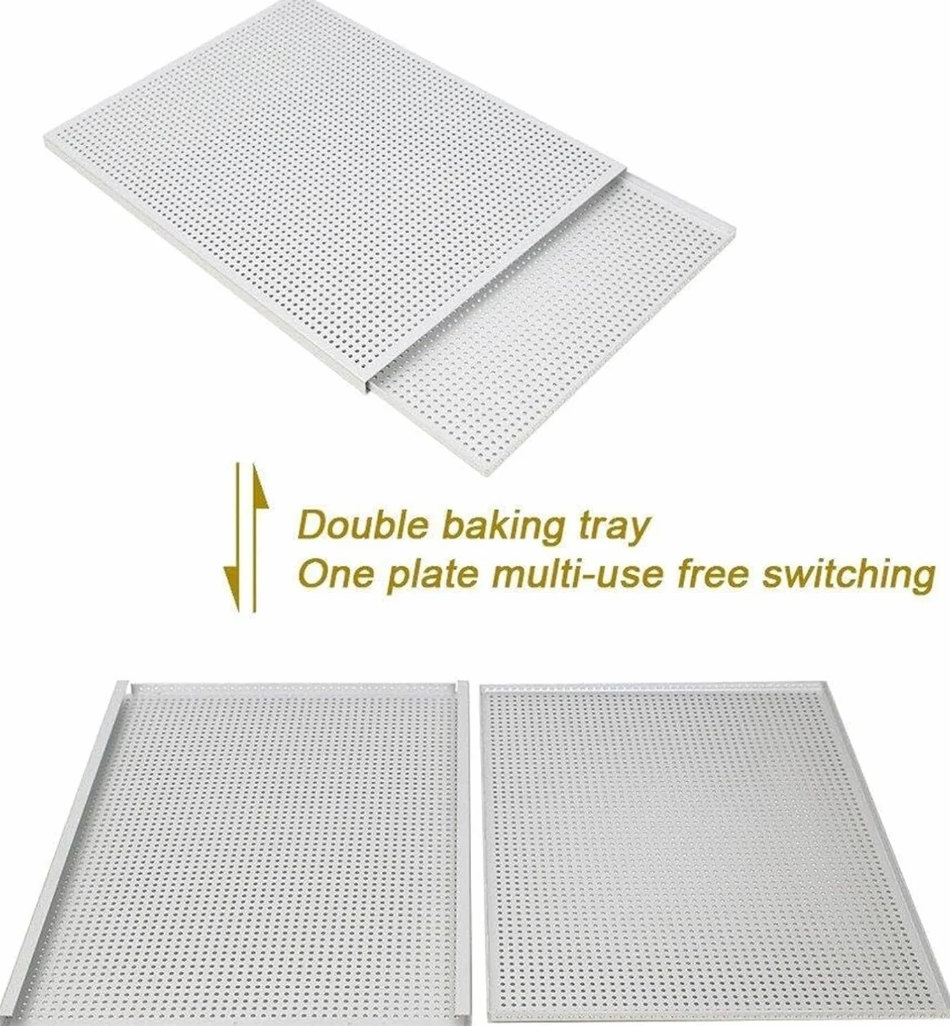Nieprzywierająca perforowana forma do pieczenia z podkładką silikonową, 2-warstwowa taca na chleb, mięso i desery, prostokątna forma do pieczenia Mille Feuille, wielofunkcyjna niezbędna do piekarnika
