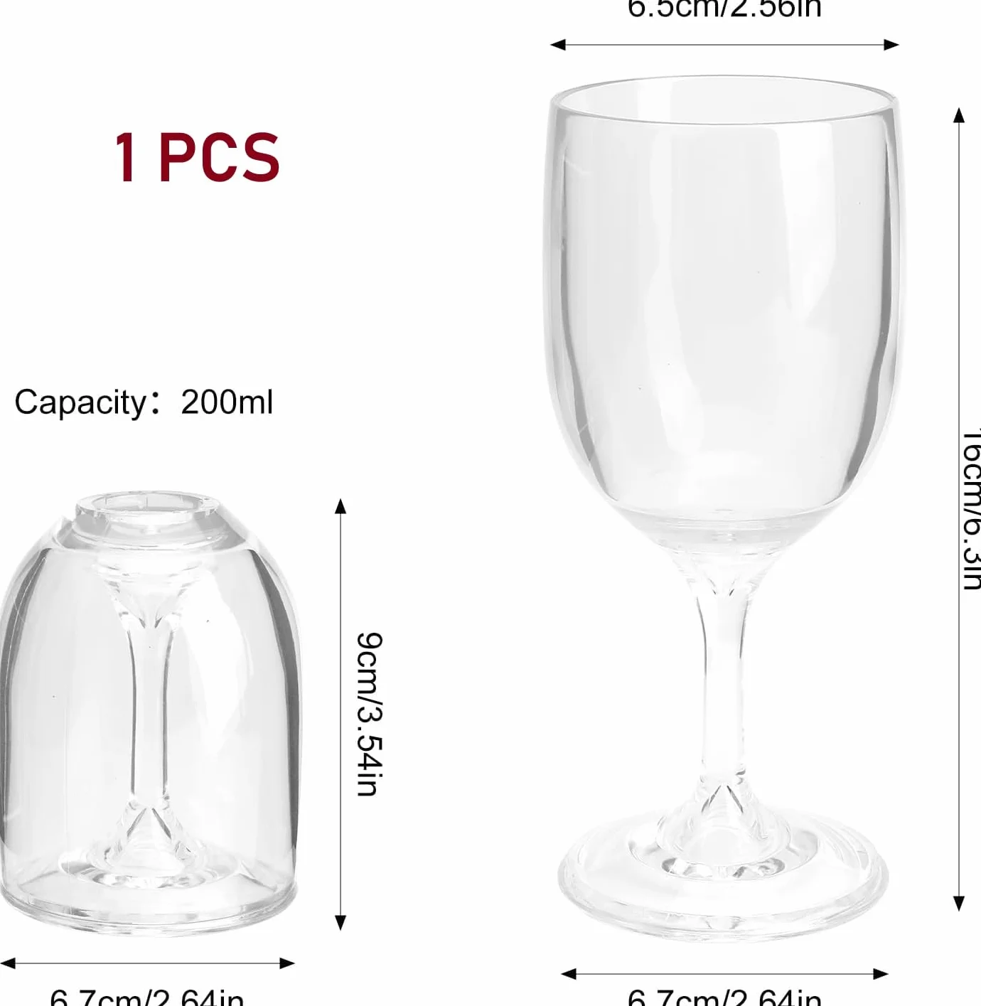 HENGBIRD Kieliszek do wina z tworzywa sztucznego, kempingowy, kreatywny, składany kieliszek do wina, z tworzywa sztucznego, 200 ml, może pomieścić wino, w podróży, na kemping, piknik