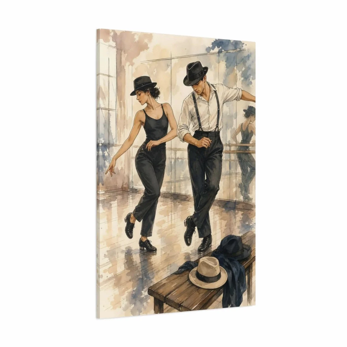 Vintage Dancers Canvas Print – Living Room, Above Console Table 20×30 inch (50×75 cm) - Vertical / 1.25 inch (3 cm)