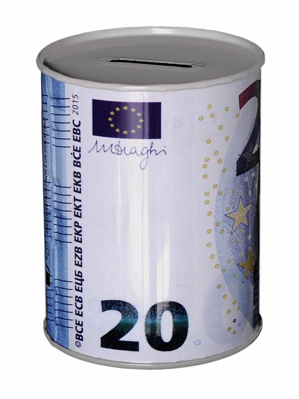Skarbonka na pieniądze z papieru na monetę Banknoty z metalu nieotwieralnego (banknot 20 euro) 11 x 8,5 cm