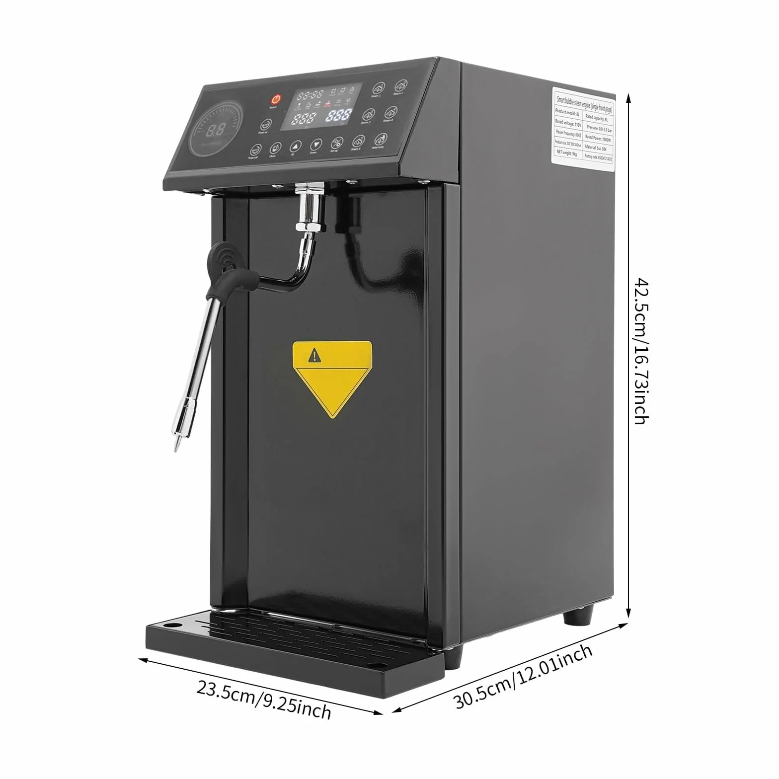 Elektryczny Spieniacz Do Mleka Z Bojlerem 8L, Inteligentny Spieniacz Do Wody Z Wrzącą Parą Do Espresso I Kawiarni,Black