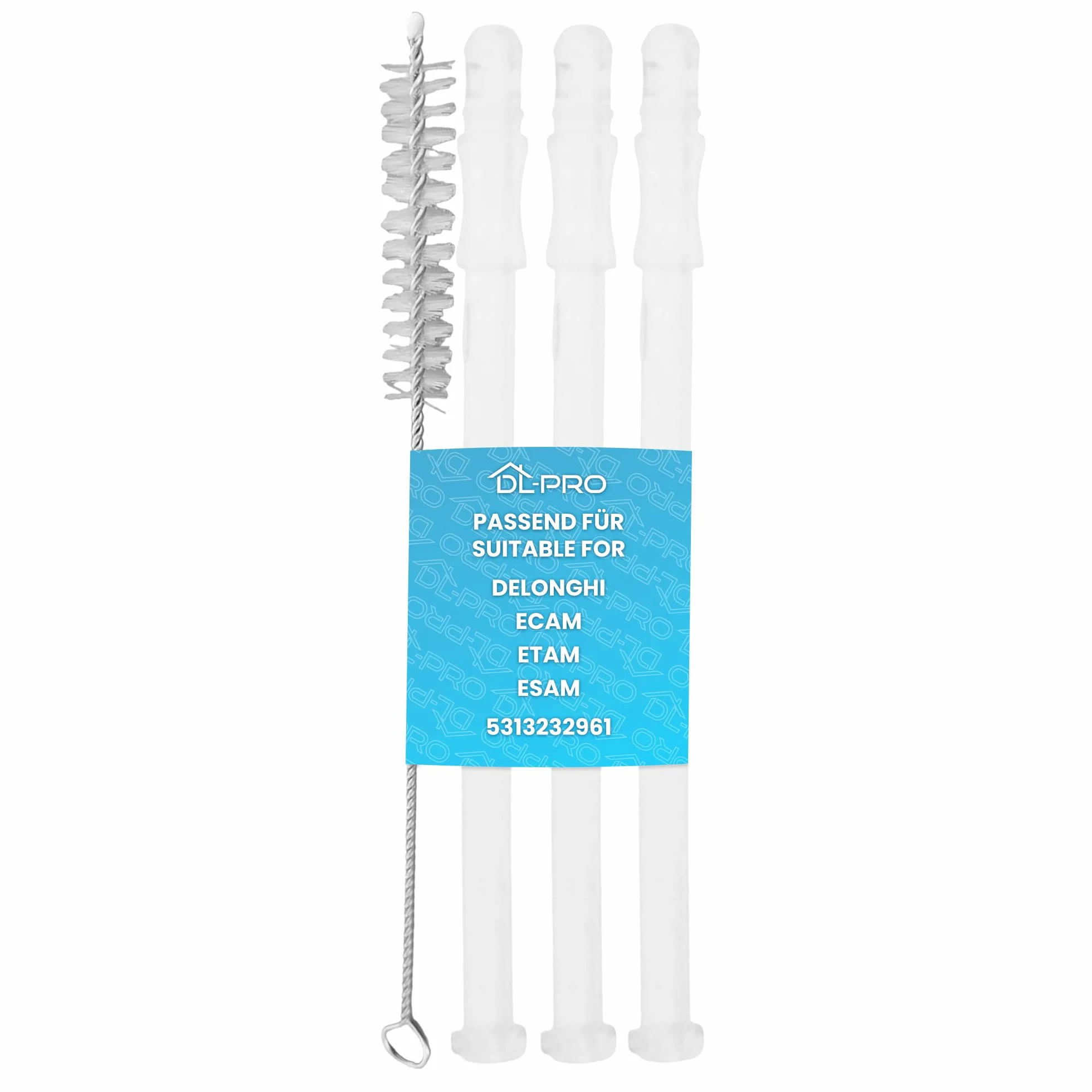DL-pro 3 x rura ssąca do mleka 15,6 cm do DeLonghi ECAM ETAM ESAM 5313232961, wąż do mleka do LatteCrema Milk System, ekspres do kawy + szczotka do czyszczenia