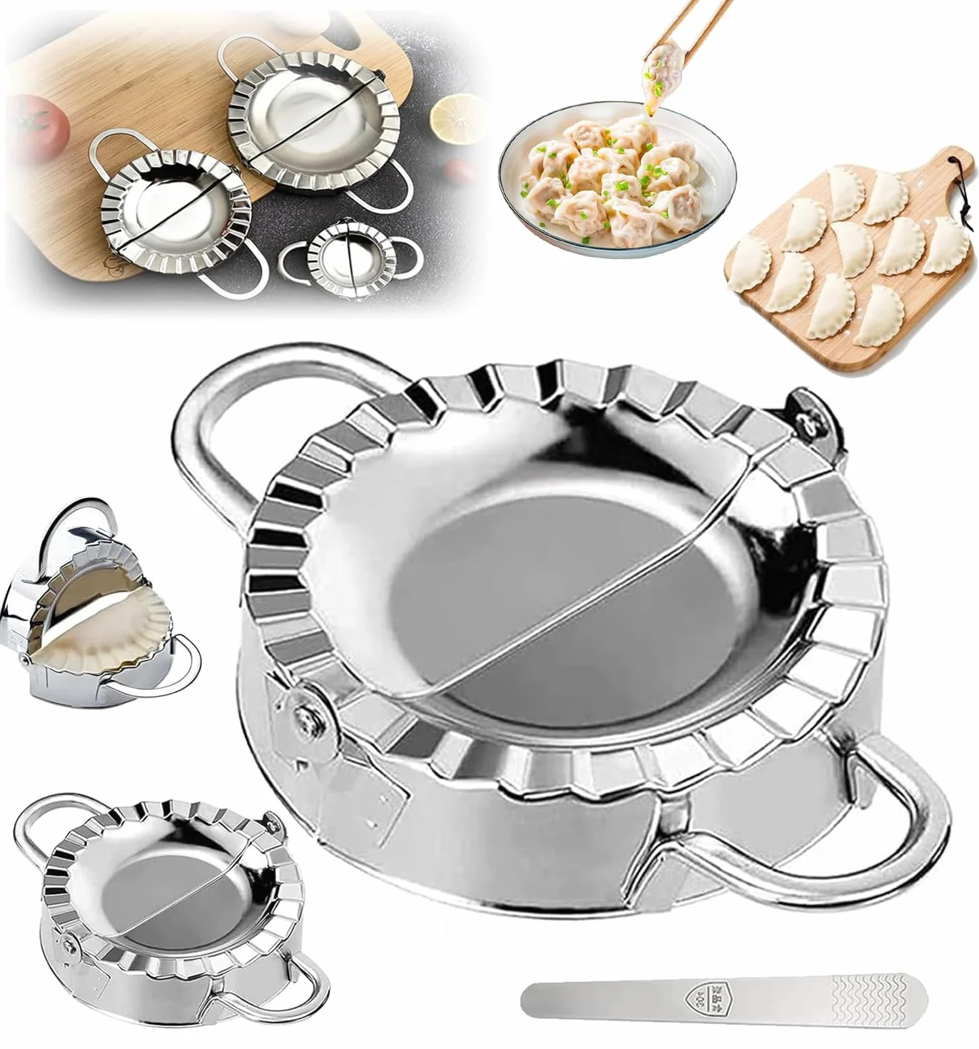 2 sztuki przyrządów do robienia pierogów ze stali nierdzewnej, łyżka do pierogów Dough Shaper, zestaw foremek do pieróg, do robienia pierogów, owijek Wontons