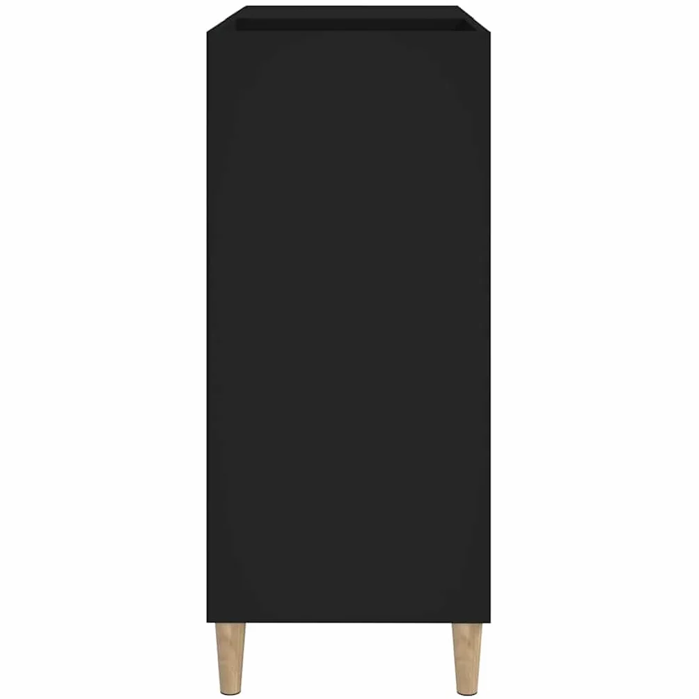 Czarna szafka panelowa, 84,5 x 38 x 89 cm, z materiału drewnopochodnego, uniwersalna szafka ze stabilną górną półką, na winyl, płyty LP, elektronikę, witrynę, salon, biuro, korytarz, duża