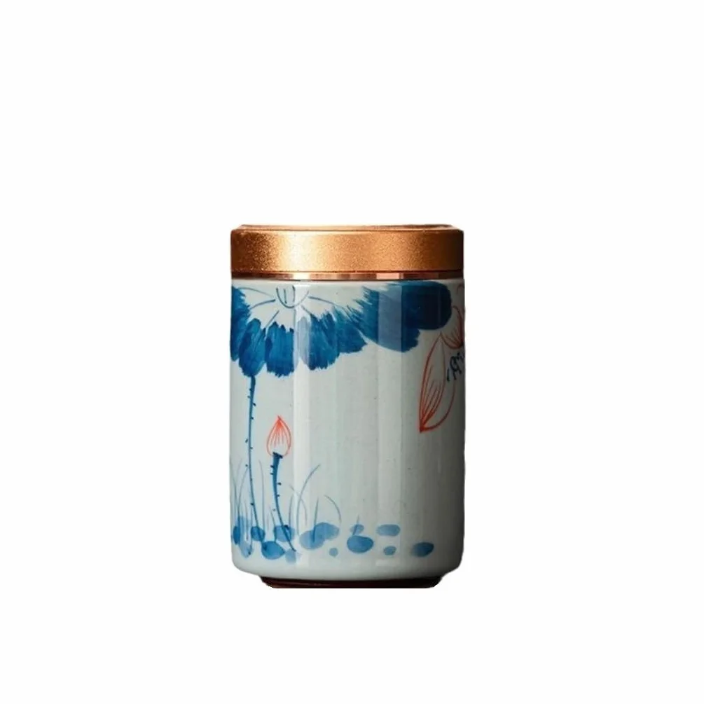 XYNSNDB Kanistry kuchenne Ceramiczny pojemnik do przechowywania sypkiej herbaty Mała podróż Przenośna mała puszka na herbatę Pu'er Zielona herbata Czarna herbata Zamknięta puszka Pojemniki do