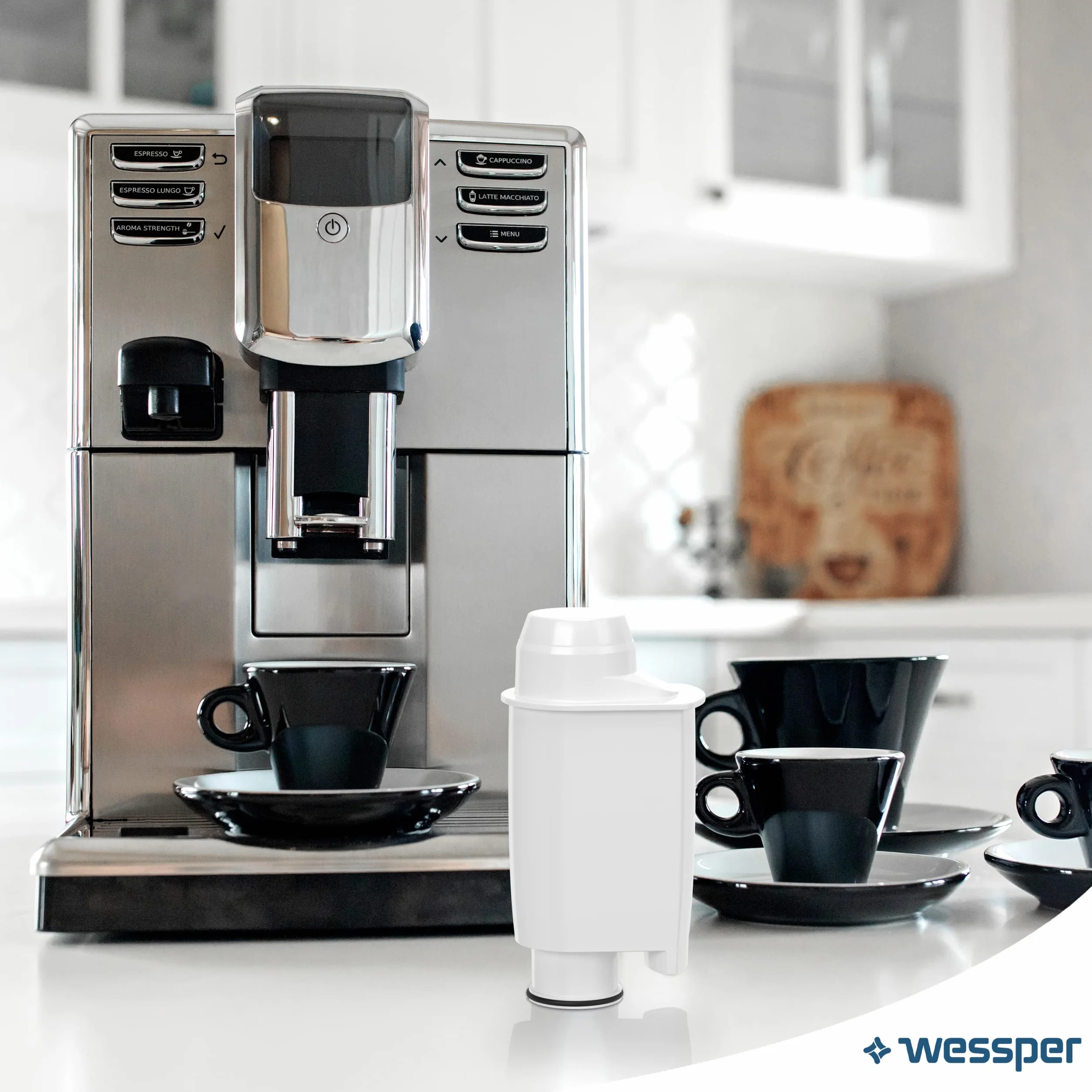 Wessper AQUAINTENSE+ filtr do wody do ekspresów do kawy, zamiennik do Saeco CA6702/00, Brita Intenza+, Philips, pasuje do ekspresów do espresso 6 sztuk