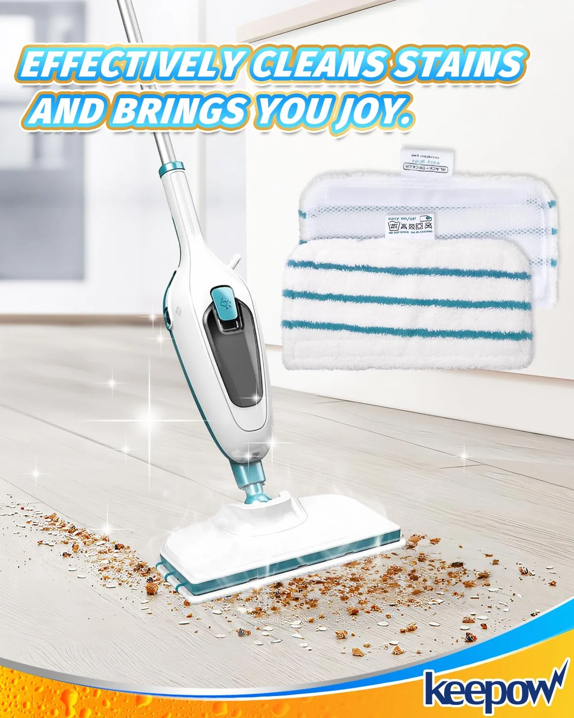 KEEPOW Zestaw 5 wymiennych podkładek czyszczących z mikrofibry do mopa parowego Black & Decker FSMH1321, FSM1605, FSMH13151SM, część #FSMP20