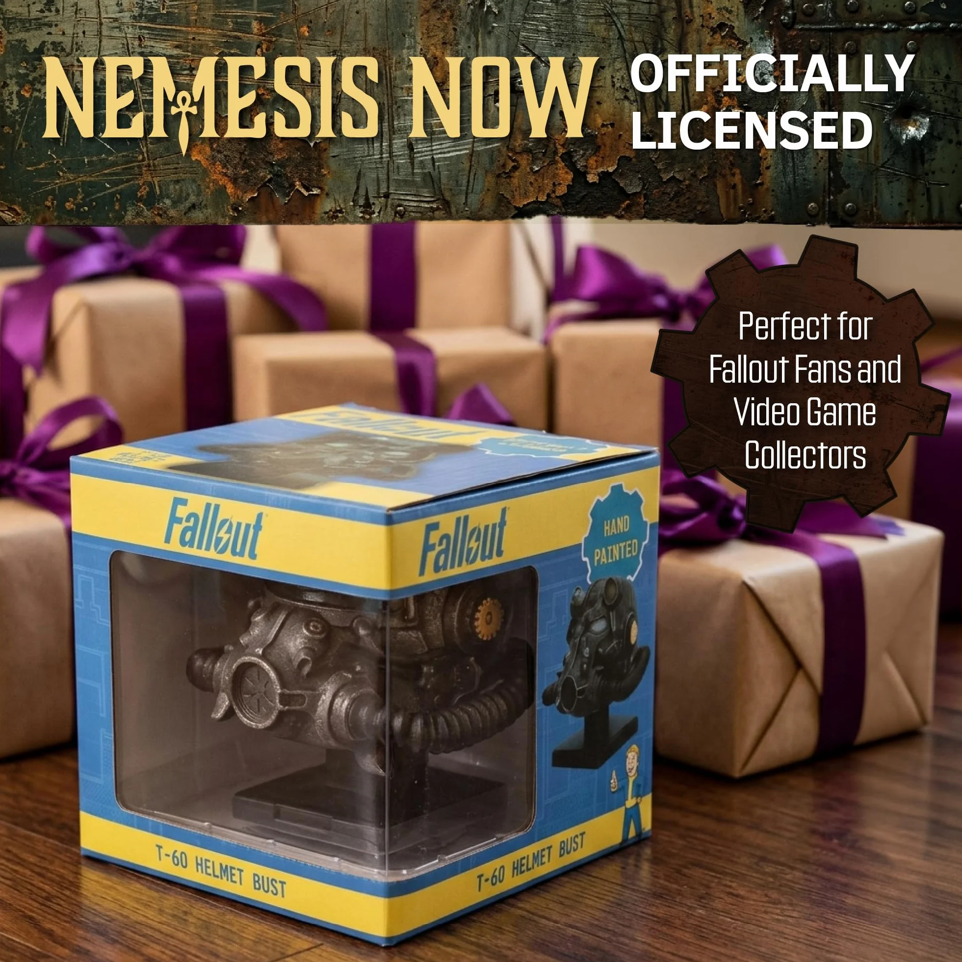 Nemesis Now Fallout T-60 Power Armour Figurka kasku, oficjalnie licencjonowana, ręcznie malowana żywica, do gier, kolekcjonerska replika, 11,1 cm