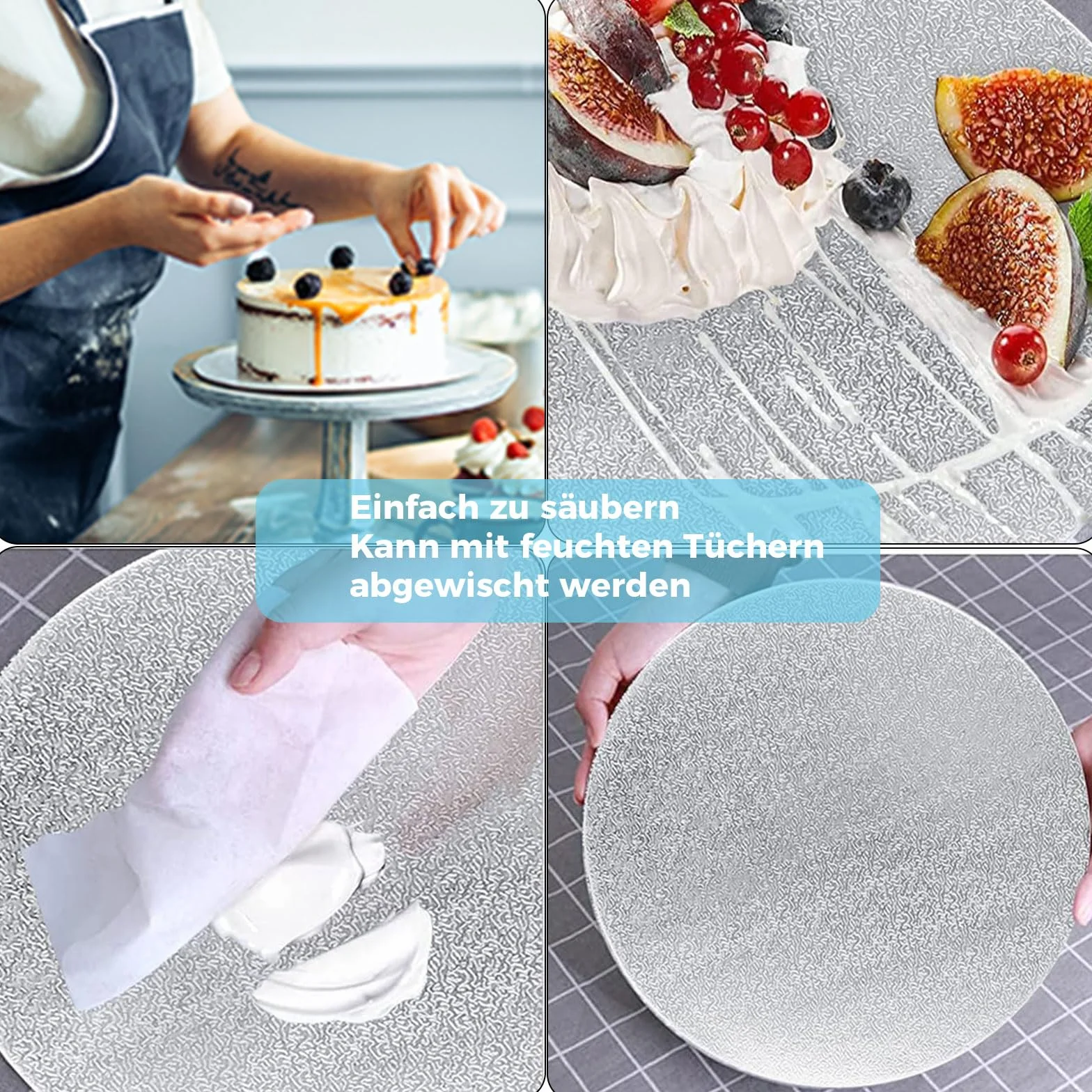 6 szt. podkładka na tort okrągła, deska do ciasta, okrągła 20 cm, patera na tort, karton złoty i srebrny, po 3 sztuki, biała podkładka do ciast i tortów, nadaje się do kontaktu z żywnością