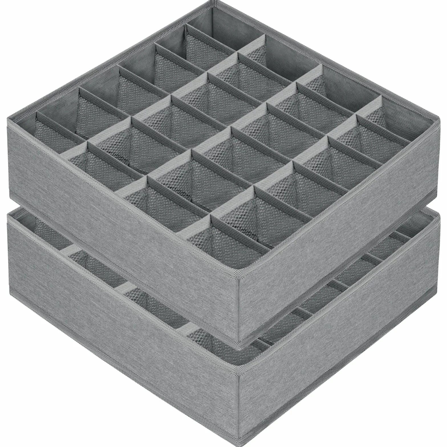 flintronic 2 pudełka do przechowywania, 24 komórki, organizery do szuflady, składane pudełka, przegrody do szuflad, organizery materiałowe do przechowywania krawatów, skarpet i bielizny, szare