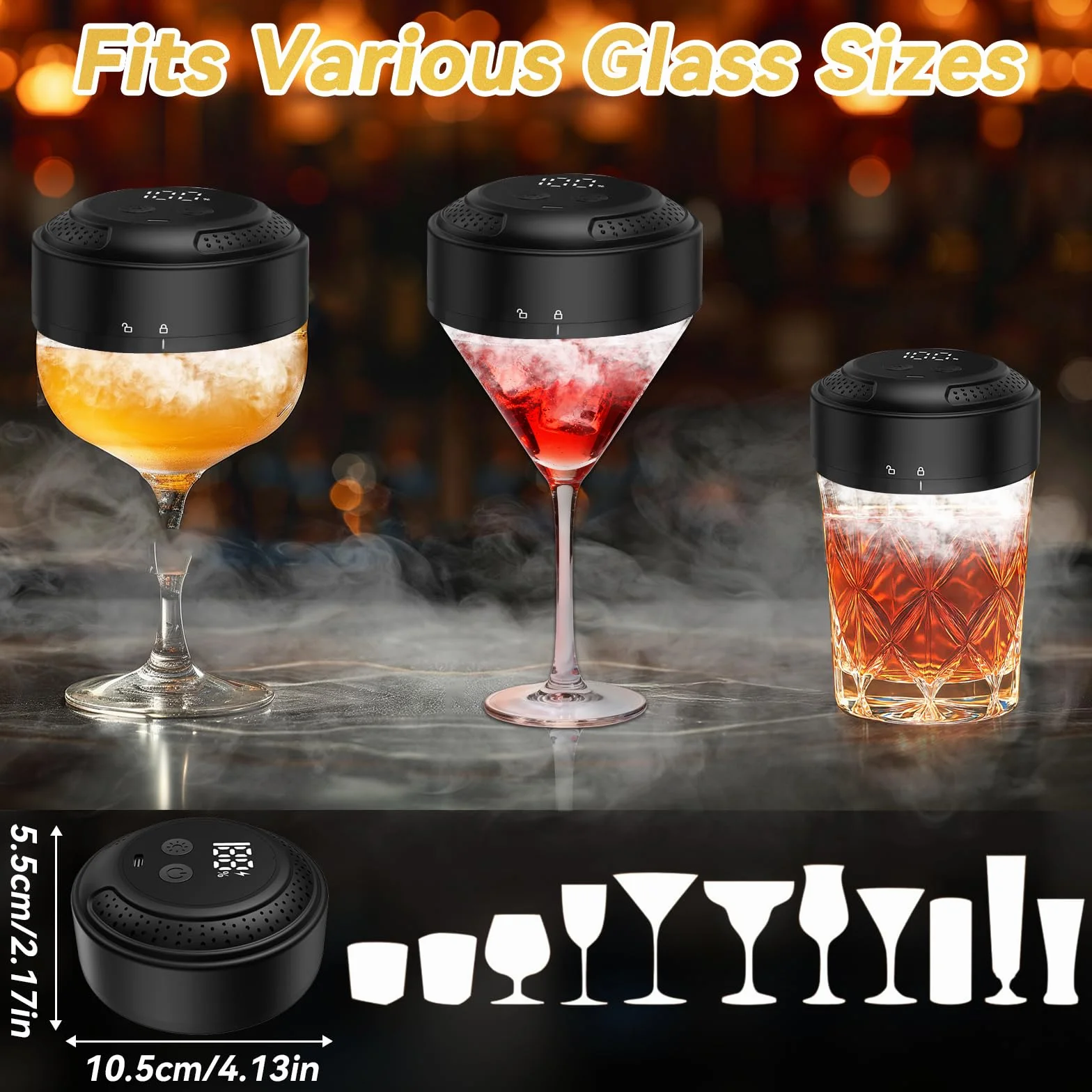 Elektryczna wędzarnia do whisky z ekranem LED i USB-C, zestaw z 6 rodzajami drewna