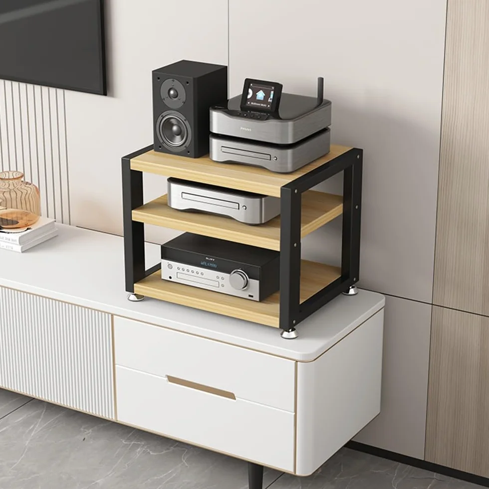 Orzech 3-poziomowy stojak na biurko - Cact AV Ma stojak do systemów HiFi Ste Cabinet i wzmacniacz słuchawkowy Sto - idealny do odtwarzaczy CD i Ma nizat (L45cm)